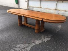 Very Large Art Deco Oak Table Attributed to Francisque Chaleyssin