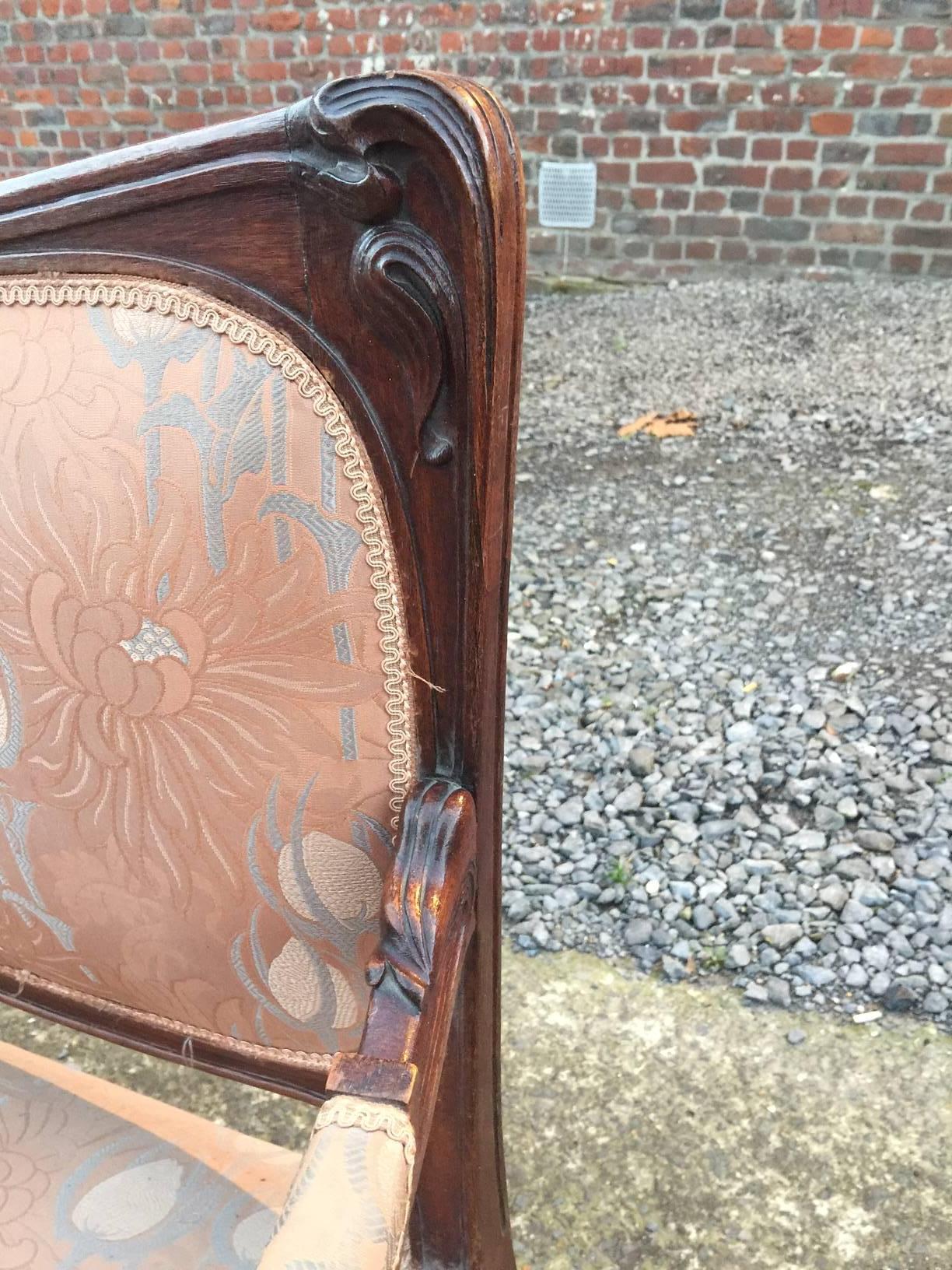 Art Nouveau Mahogany Sofa, circa 1900 in the style of Gabriel Viardo 1