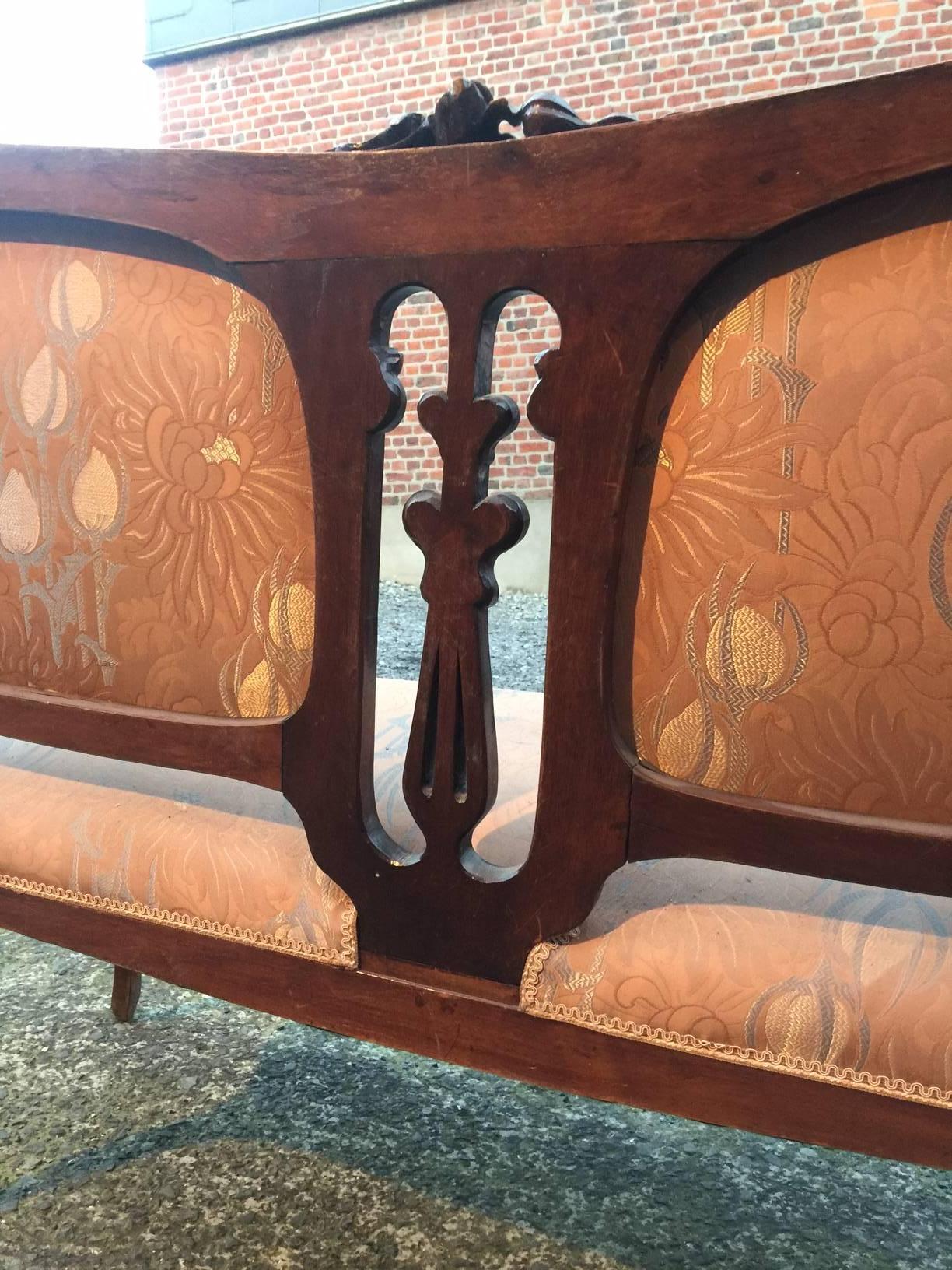 Art Nouveau Mahogany Sofa, circa 1900 in the style of Gabriel Viardo 4