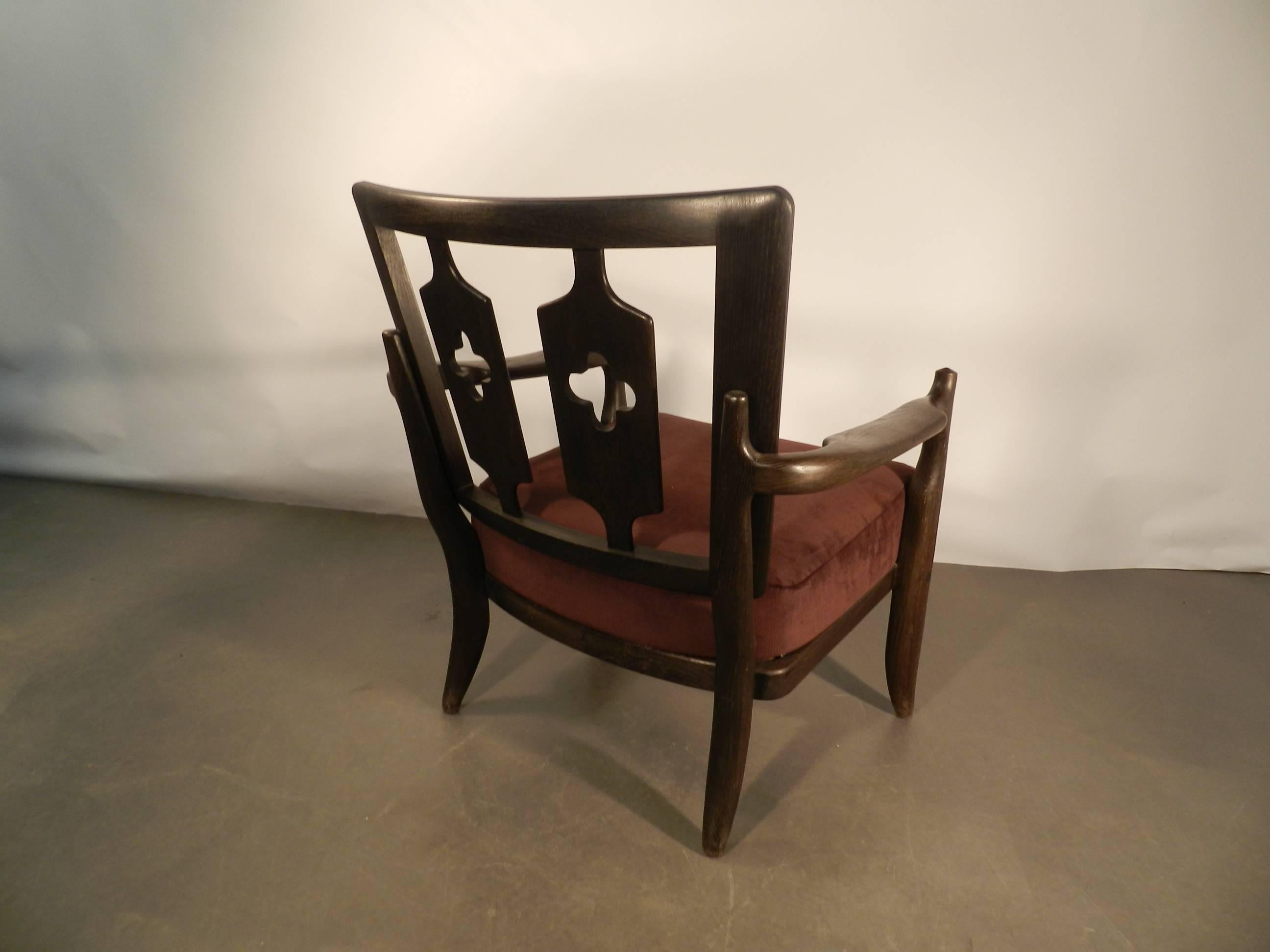 French Guillerme and Chambron, Oak Armchair 