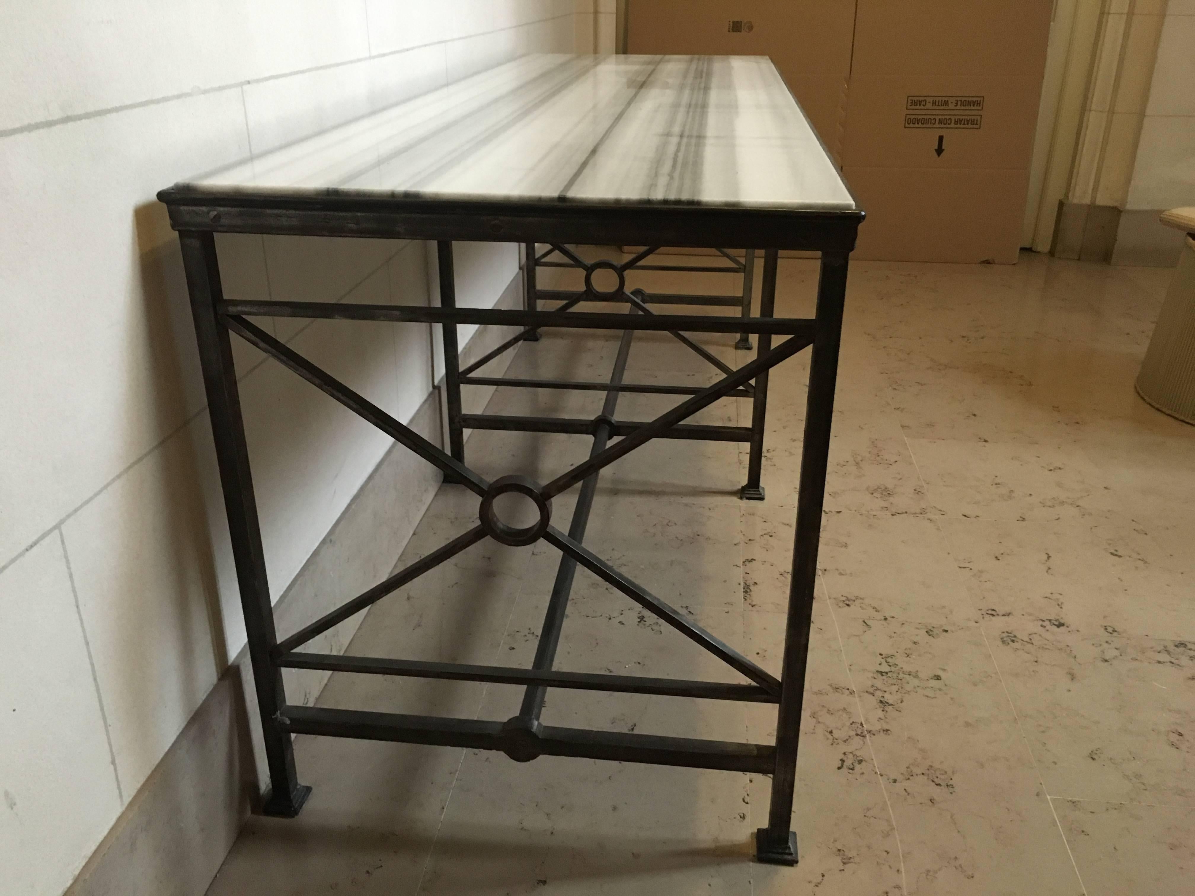 French Steel and Marble Top Console In Excellent Condition For Sale In Saint-Ouen, FR