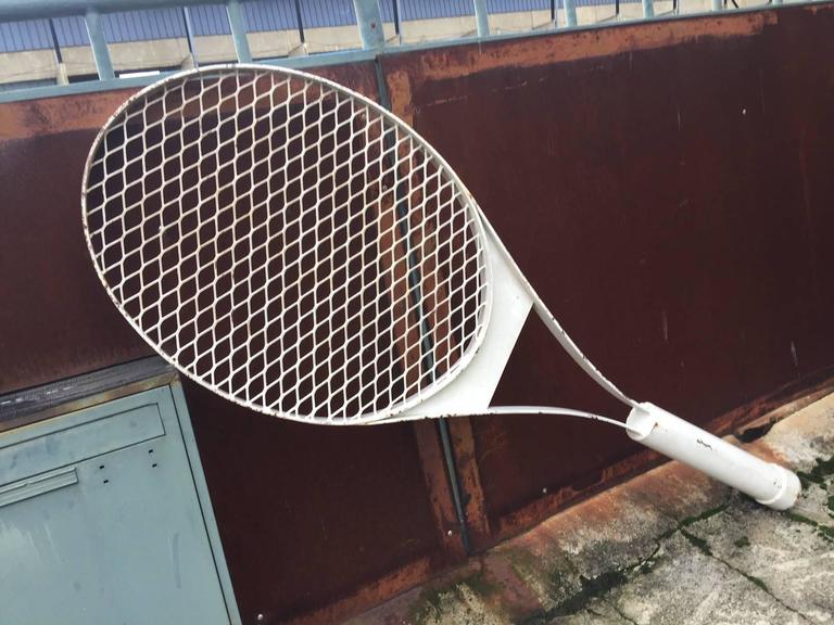 Decorative Wrought Iron Tennis Racket, French Coat Hooks Rackets