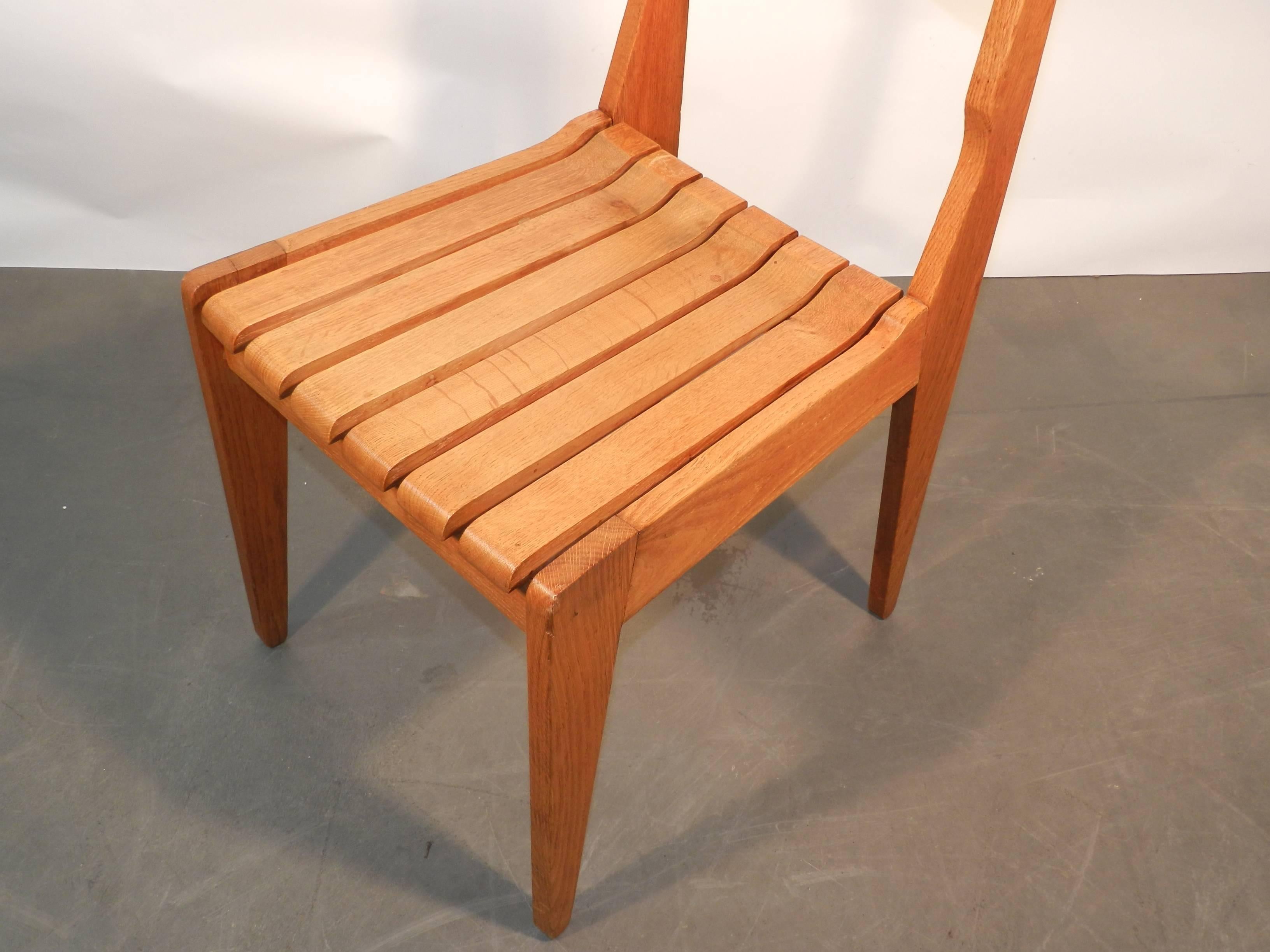 Mid-Century Modern Set of Six Oak Chairs by Guillerme et Chambron for Votre Maison, circa 1960 For Sale