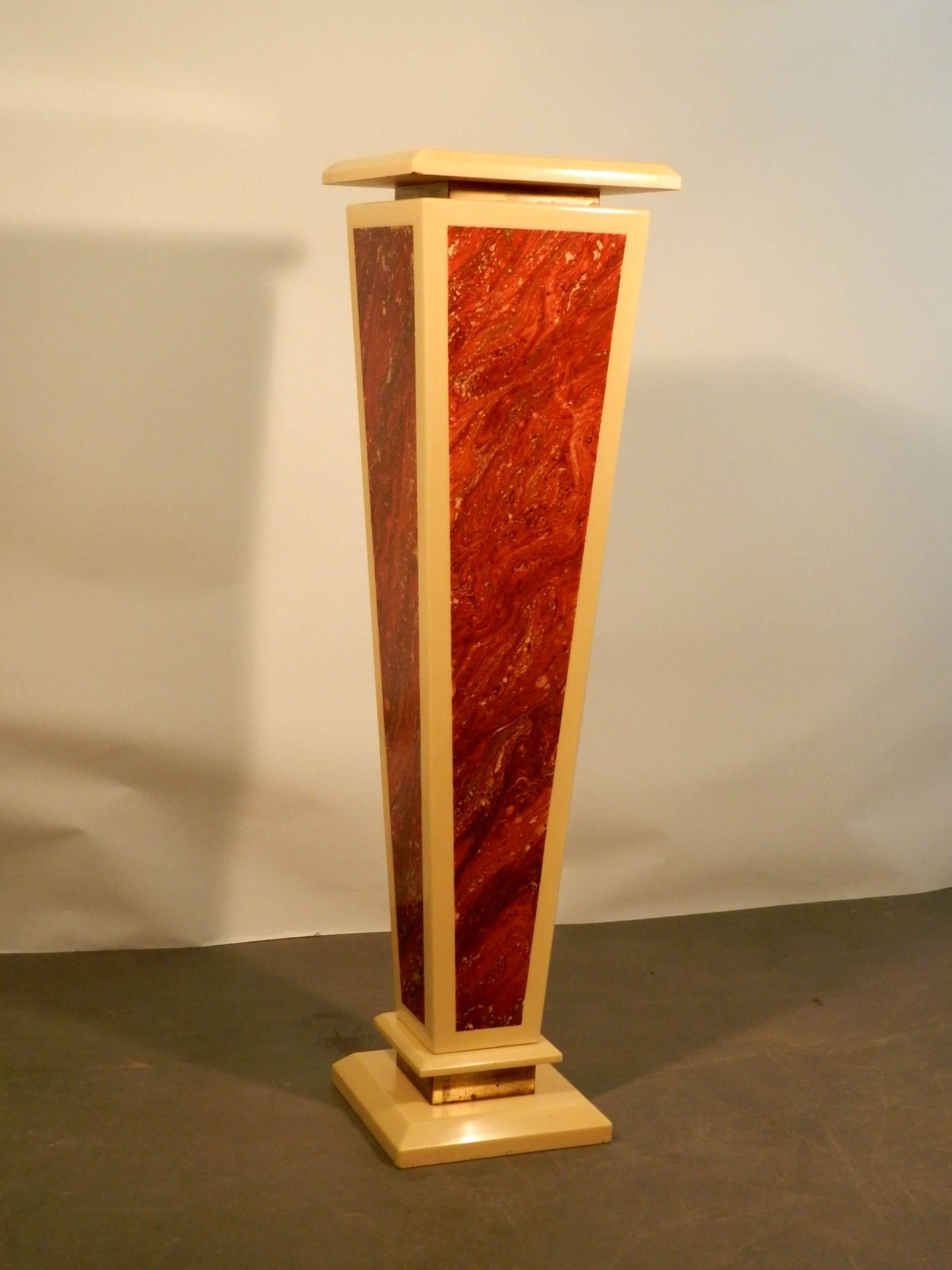 French Maison Roméo, Lacquered Wood Pedestal, circa 1980 For Sale