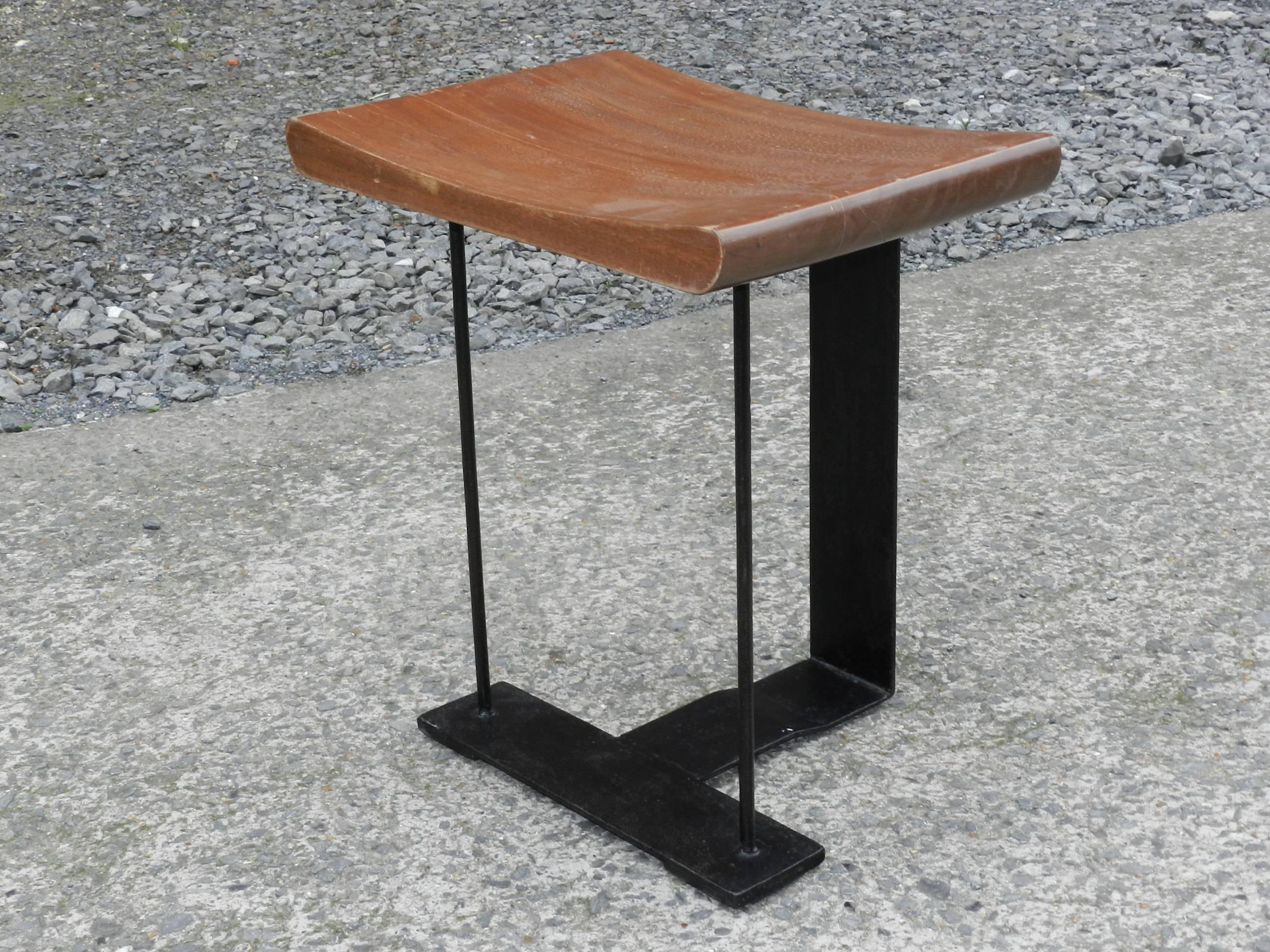 Iron Modernist Art Deco Desk and Its Seat in the Style of Pierre Chareau