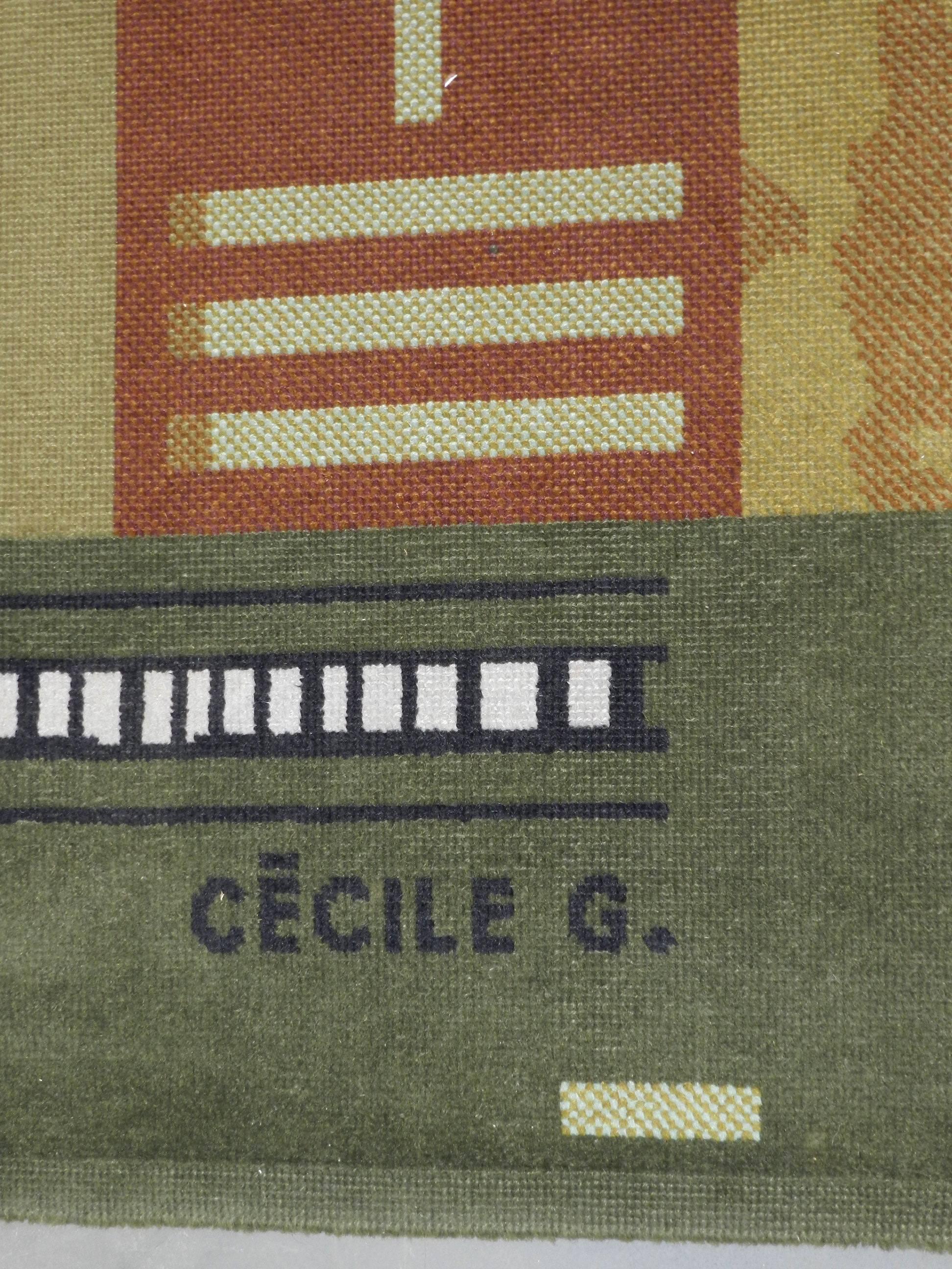 Mid-Century Modern Cecile G, D'Aubusson Woolen Carpet, circa 1980