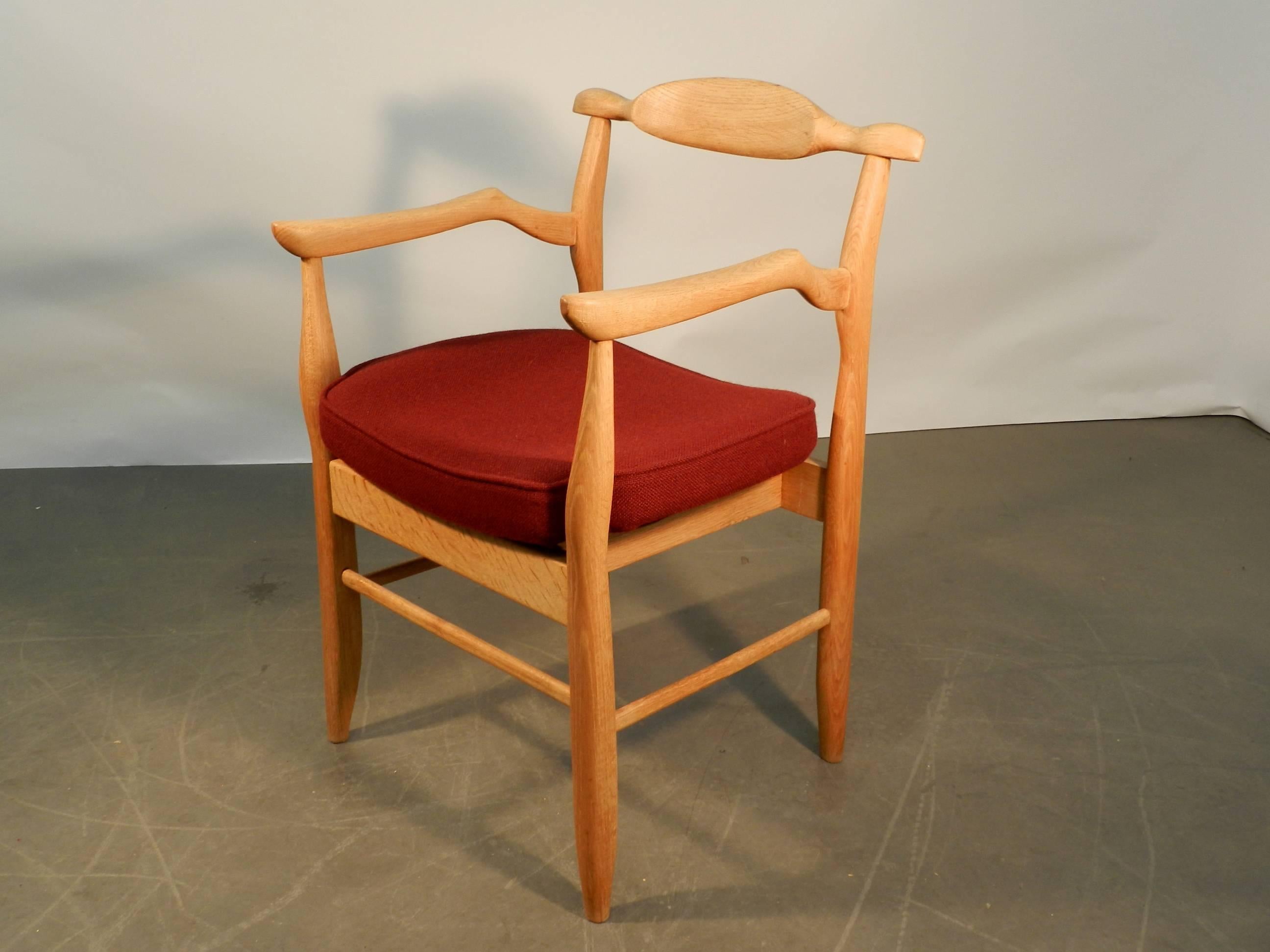 Modern Guillerme et Chambron, Set of Six Oak Armchairs, Edition Votre Maison For Sale