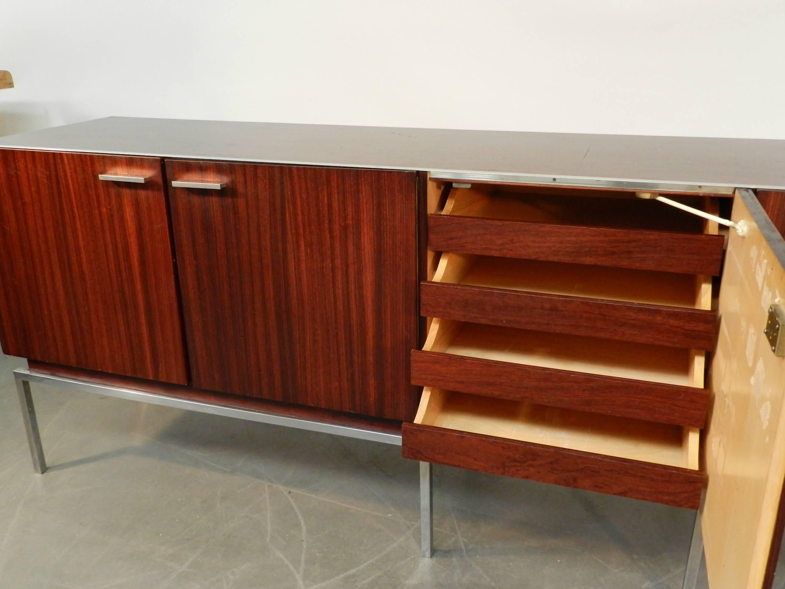 Chrome Large 1960, Mahogany Veneer Sideboard