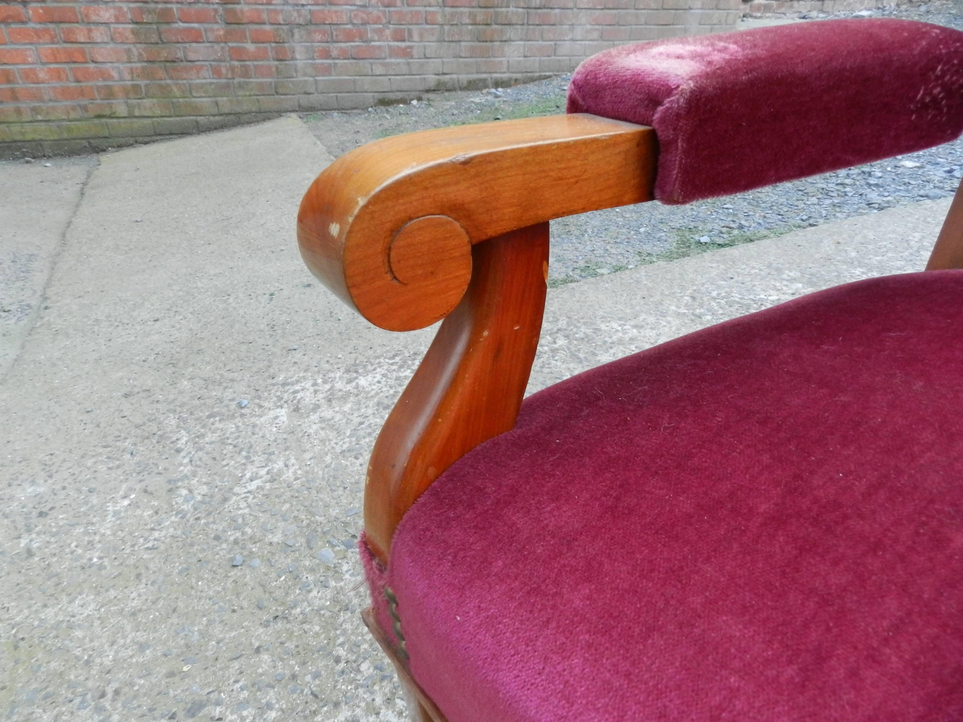 Set of Five Large Art Deco Armchairs in Cherry in the Style of Andre Arbus For Sale 2