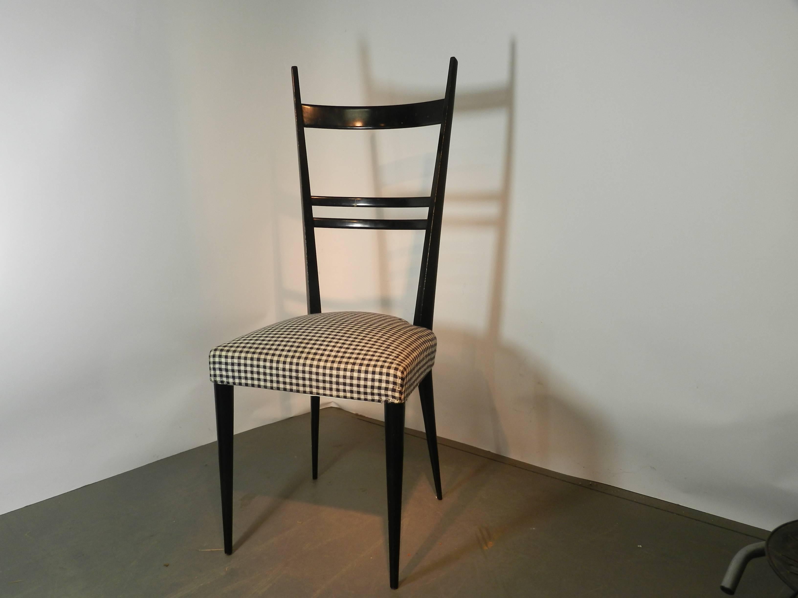 Gio Ponti (in the style of) set of  blackened wood chairs. Edition Roset, 1959.
To be reupholstered.
ONLY SIX ARE AVAILABLE