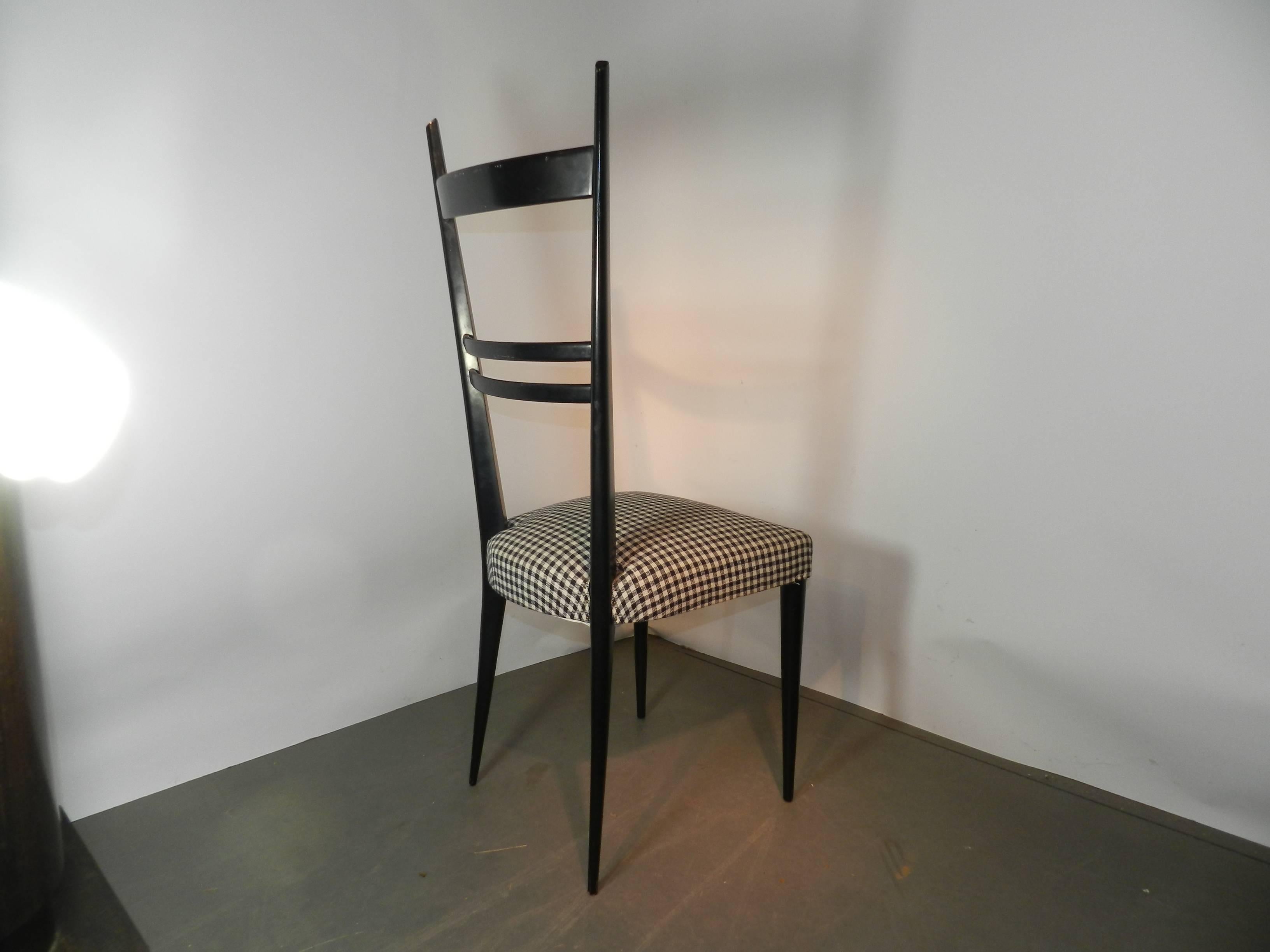 Mid-20th Century Gio Ponti 'in the Style of' Set of 6 Blackened Wood Chairs, Edition Roset For Sale