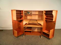 1950 Compact Home Office Desk in walnut and Blond Wood