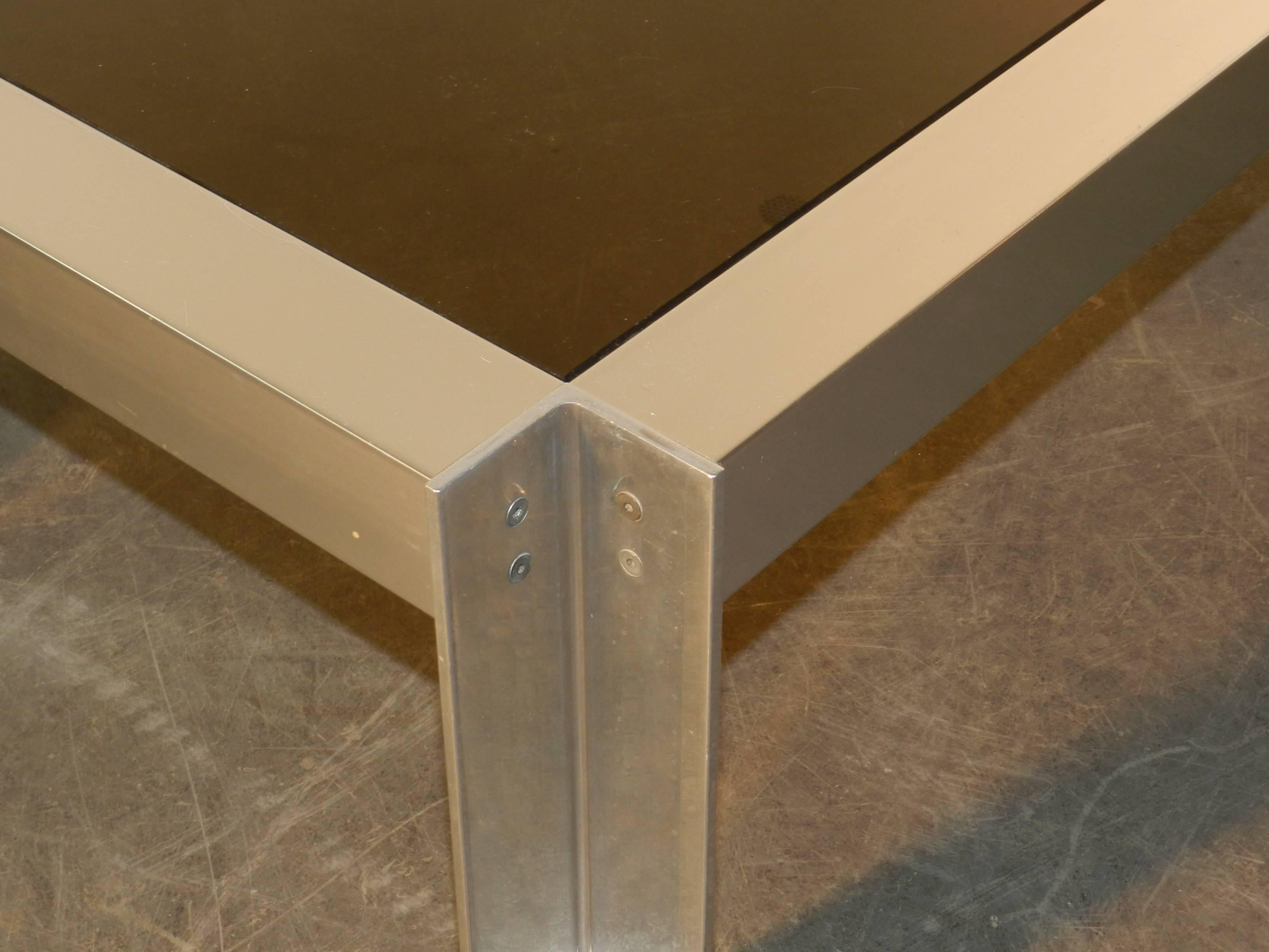Georges Frydman, coffee table in brushed steel. Edition E.F.A.