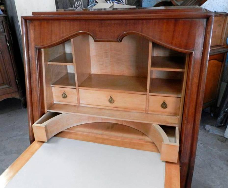 Rene Drouet Attributed, Art Deco walnut  and Thuya Burr Cabinet For Sale 1