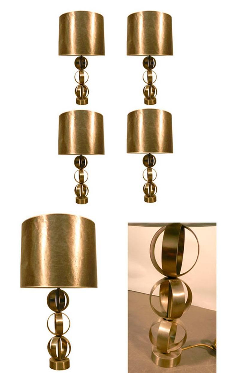 20th Century Set of Four Steel Table Lamps, circa 1970-1980 For Sale