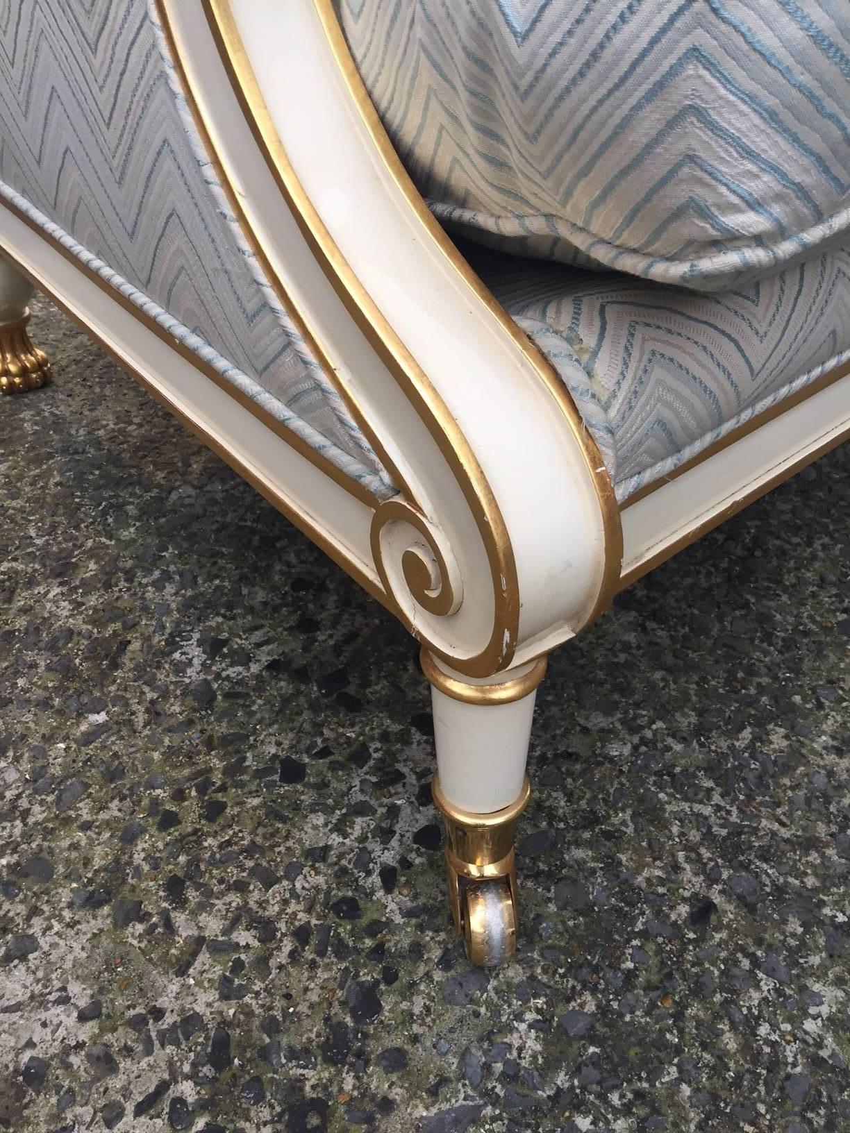 French Maison Romeo, Large Neoclassical Bergère Chair, circa 1980 For Sale