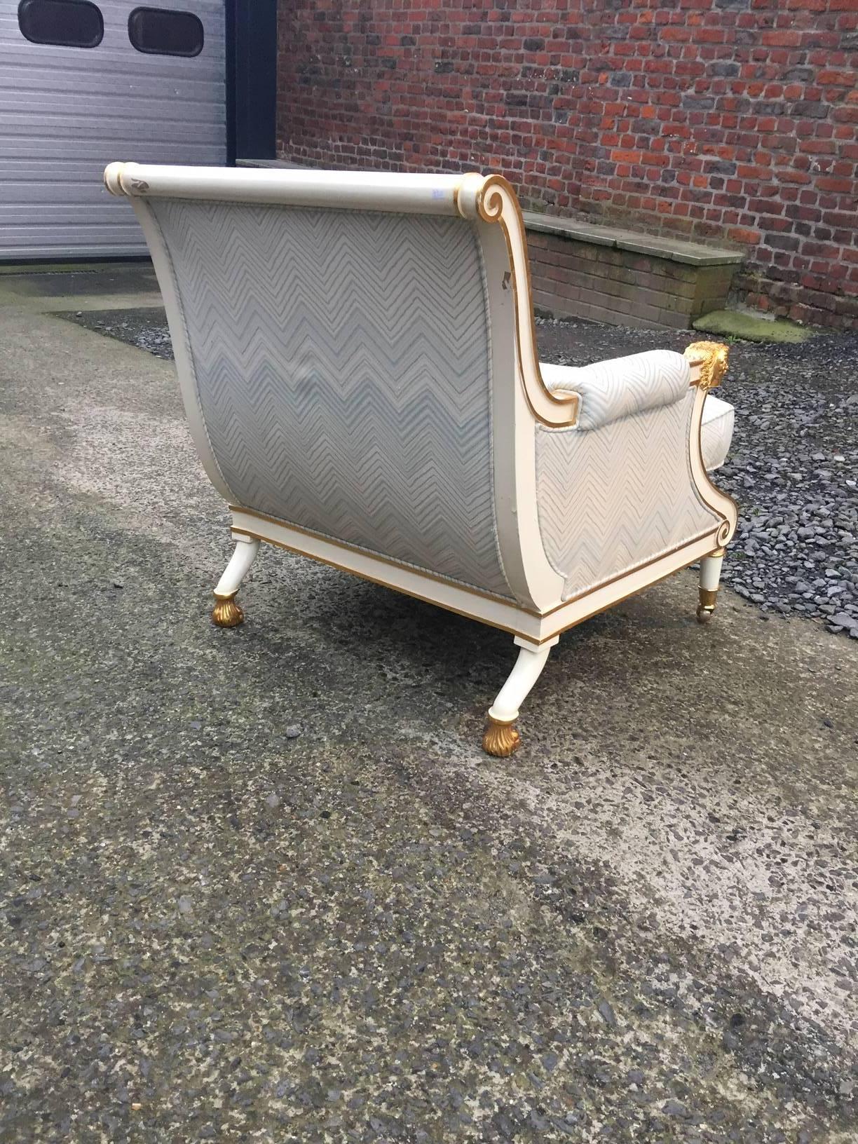 Maison Romeo, Large Neoclassical Bergère Chair, circa 1980 For Sale 1