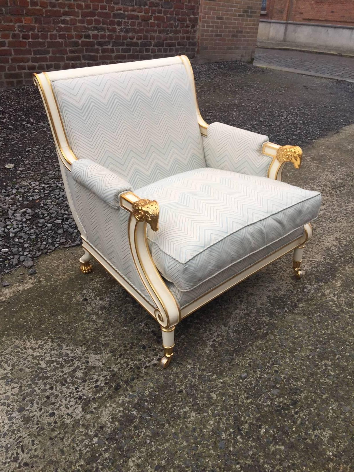 Maison Romeo, Large Neoclassical Bergère Chair, circa 1980 For Sale 2
