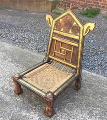 Four Orientalist Chairs in Wood and Rope, circa 1950
