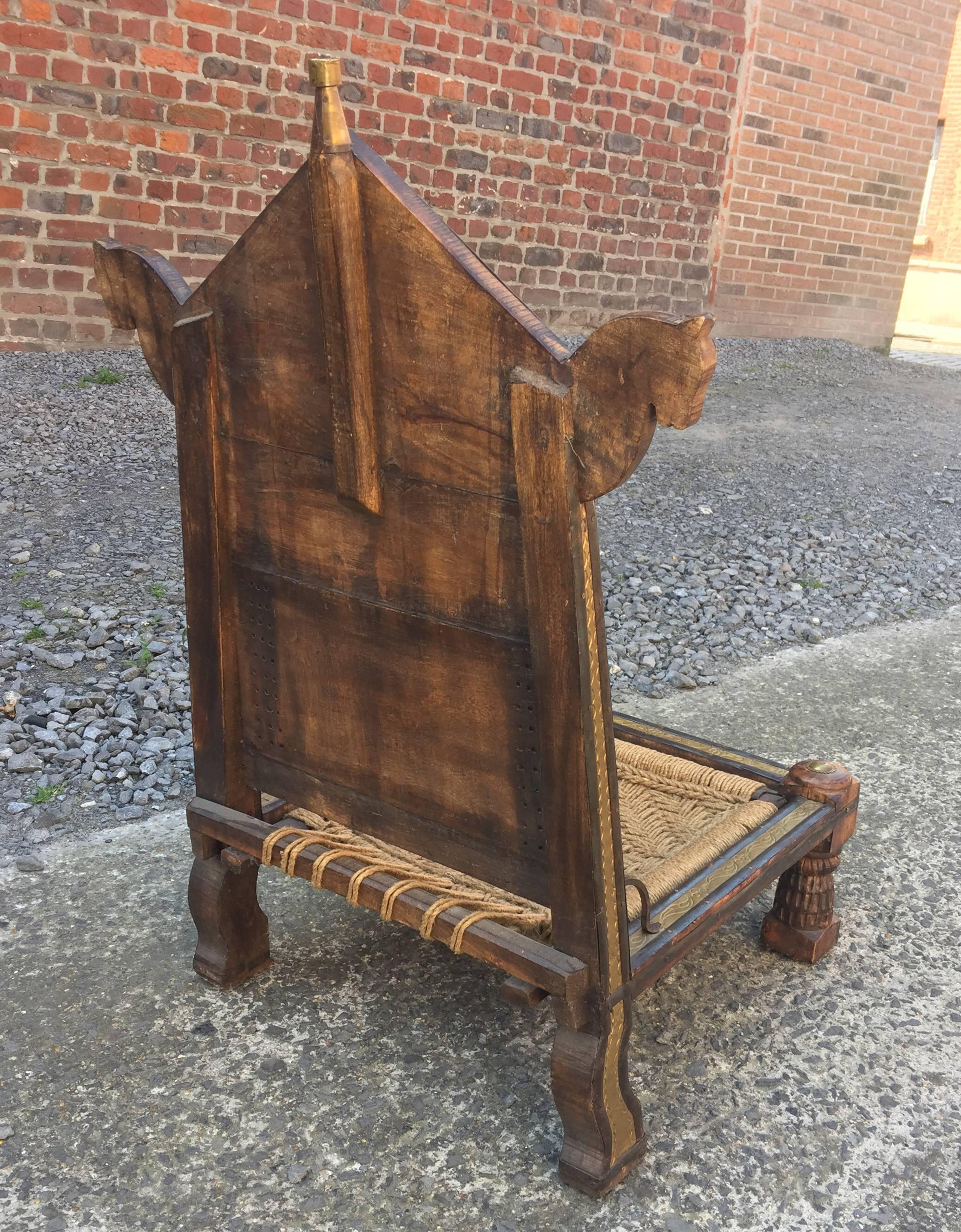 Four Orientalist Chairs in Wood and Rope, circa 1950 For Sale 1
