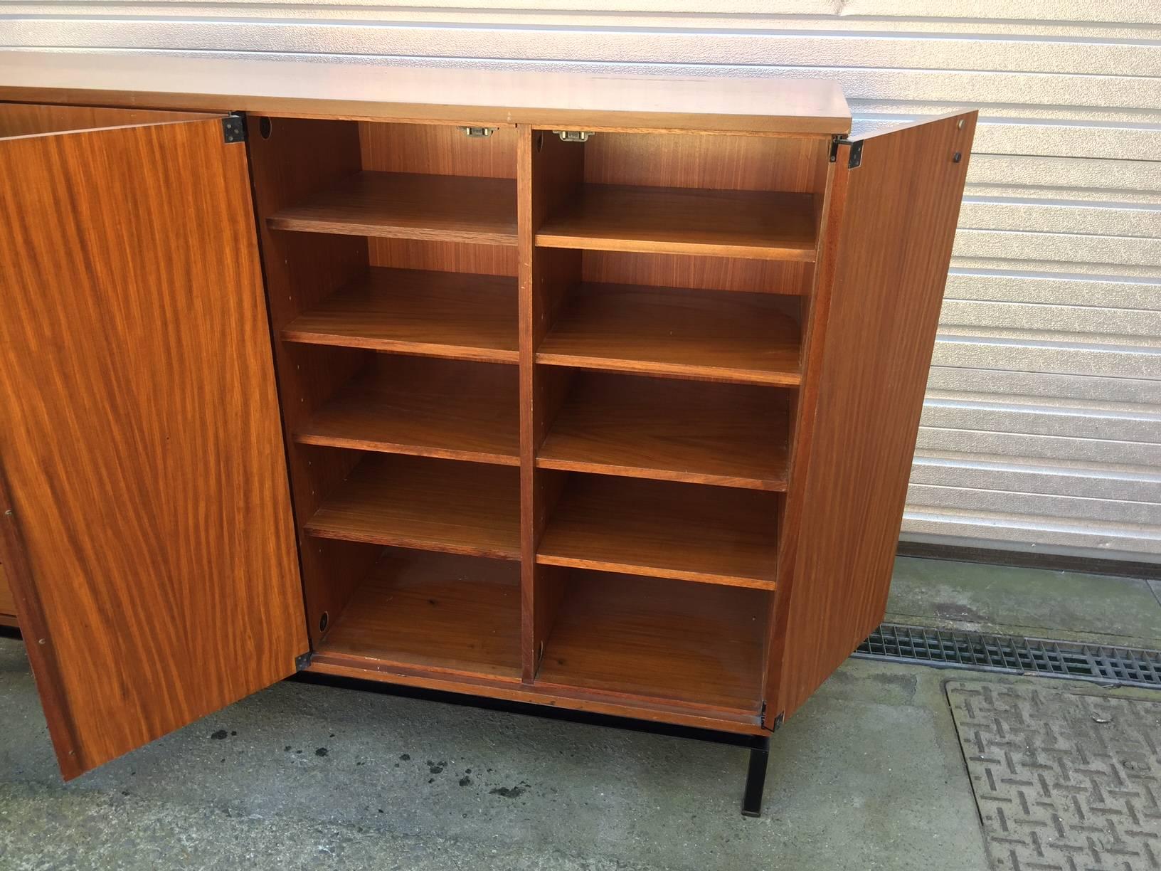 Mid-Century Modern Marcel Gascoin, Storage Cabinet in Teak, Edition Alvéole, circa 1950 For Sale