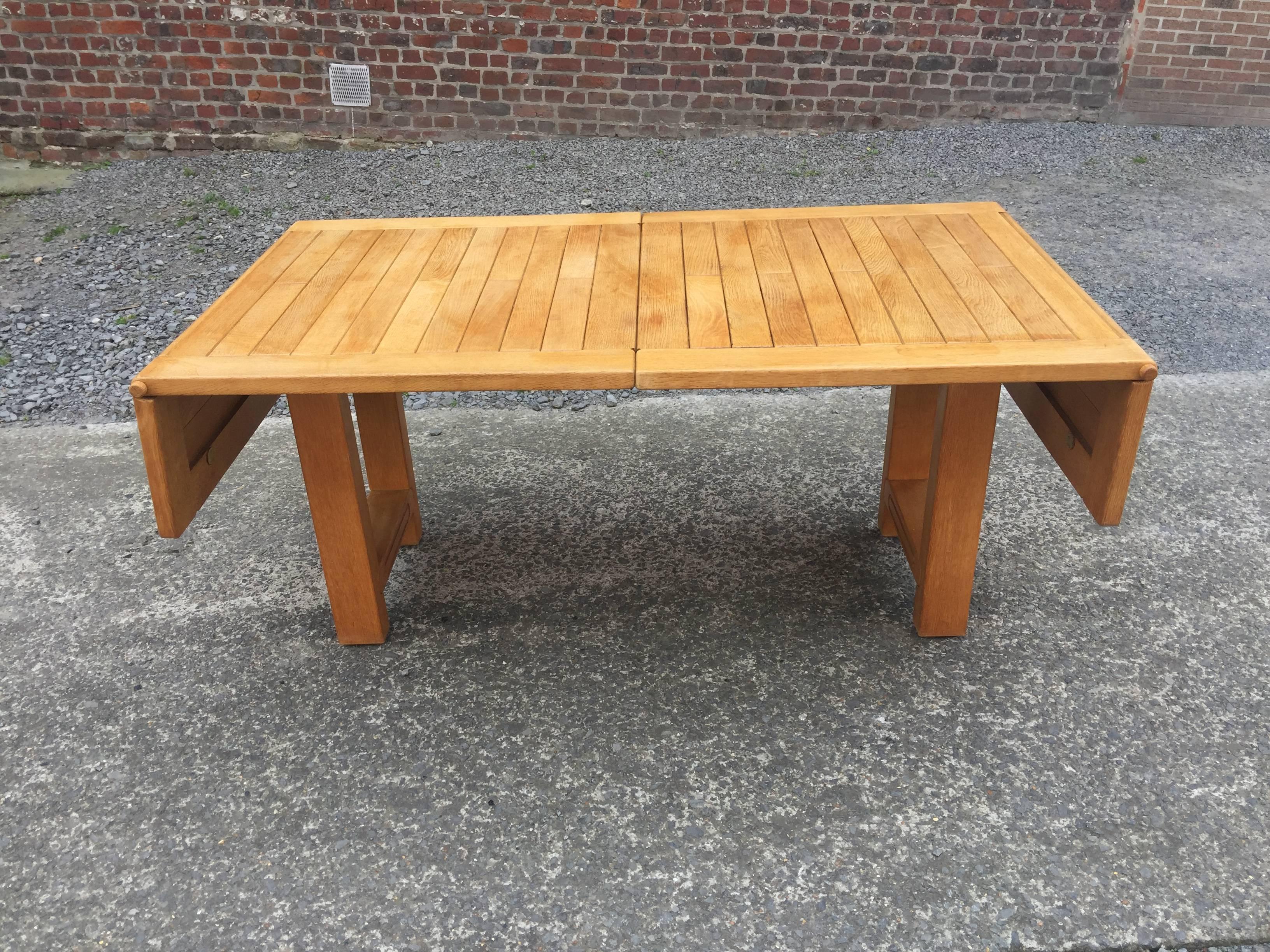 Late 20th Century Guillerme et Chambron, Oak Bourbonnais Table, circa 1970 For Sale