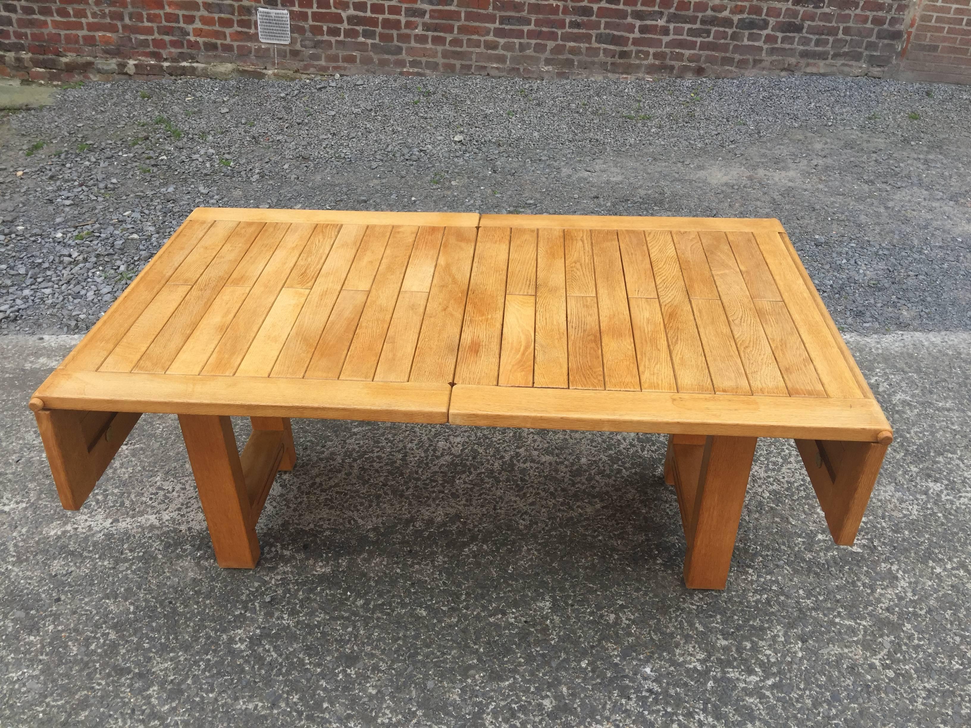 Guillerme et Chambron, Oak Bourbonnais Table, circa 1970 For Sale 1