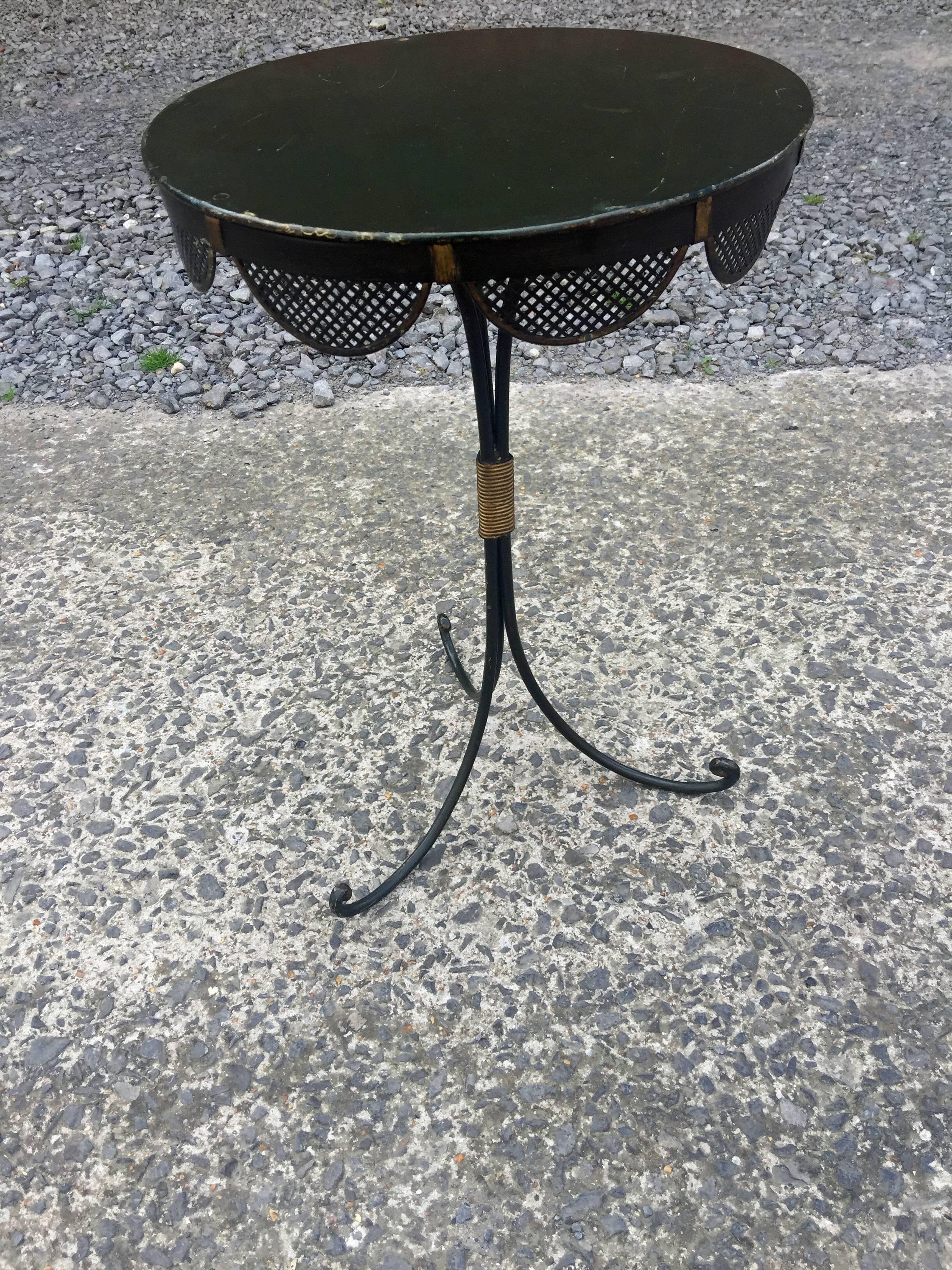 Mid-Century Modern in the style of Emilio Terry , Lacquered Iron Gueridon, circa 1950 For Sale