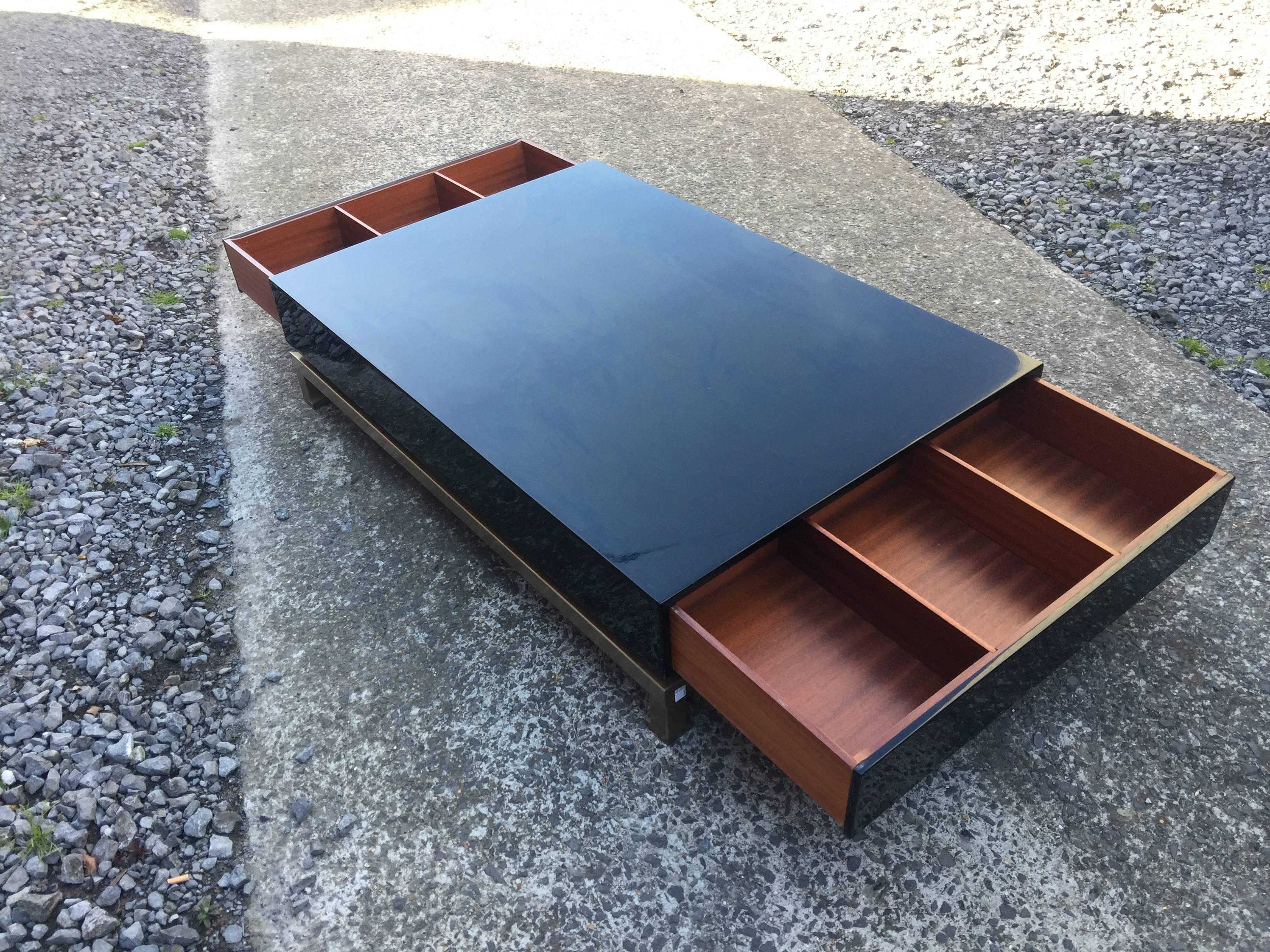 Lacquered Guy Lefevre, Large Coffee Table, Maison Jansen, circa 1970 For Sale