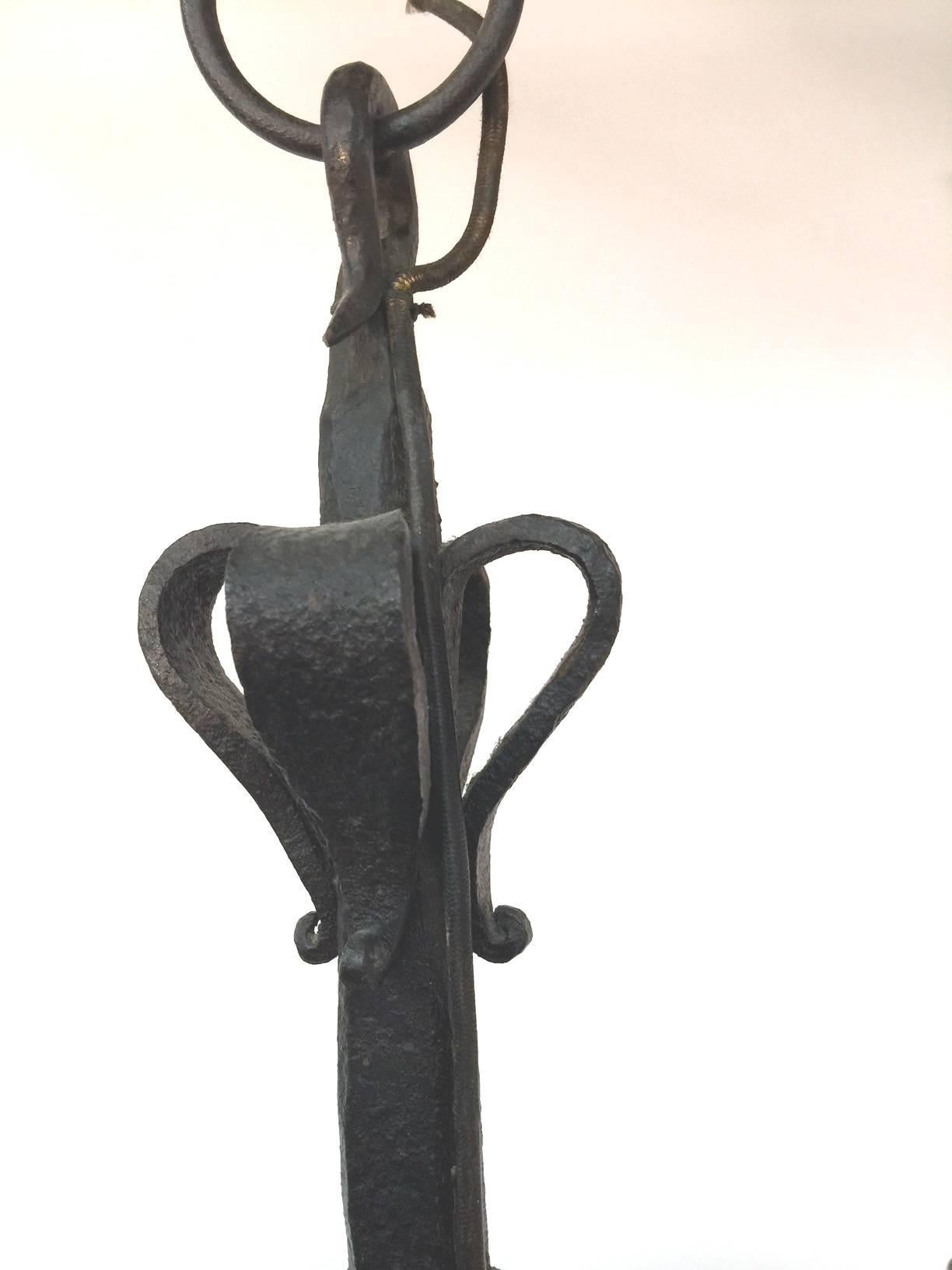 Neoclassical Neorustic Wrought Iron Pendant, circa 1950