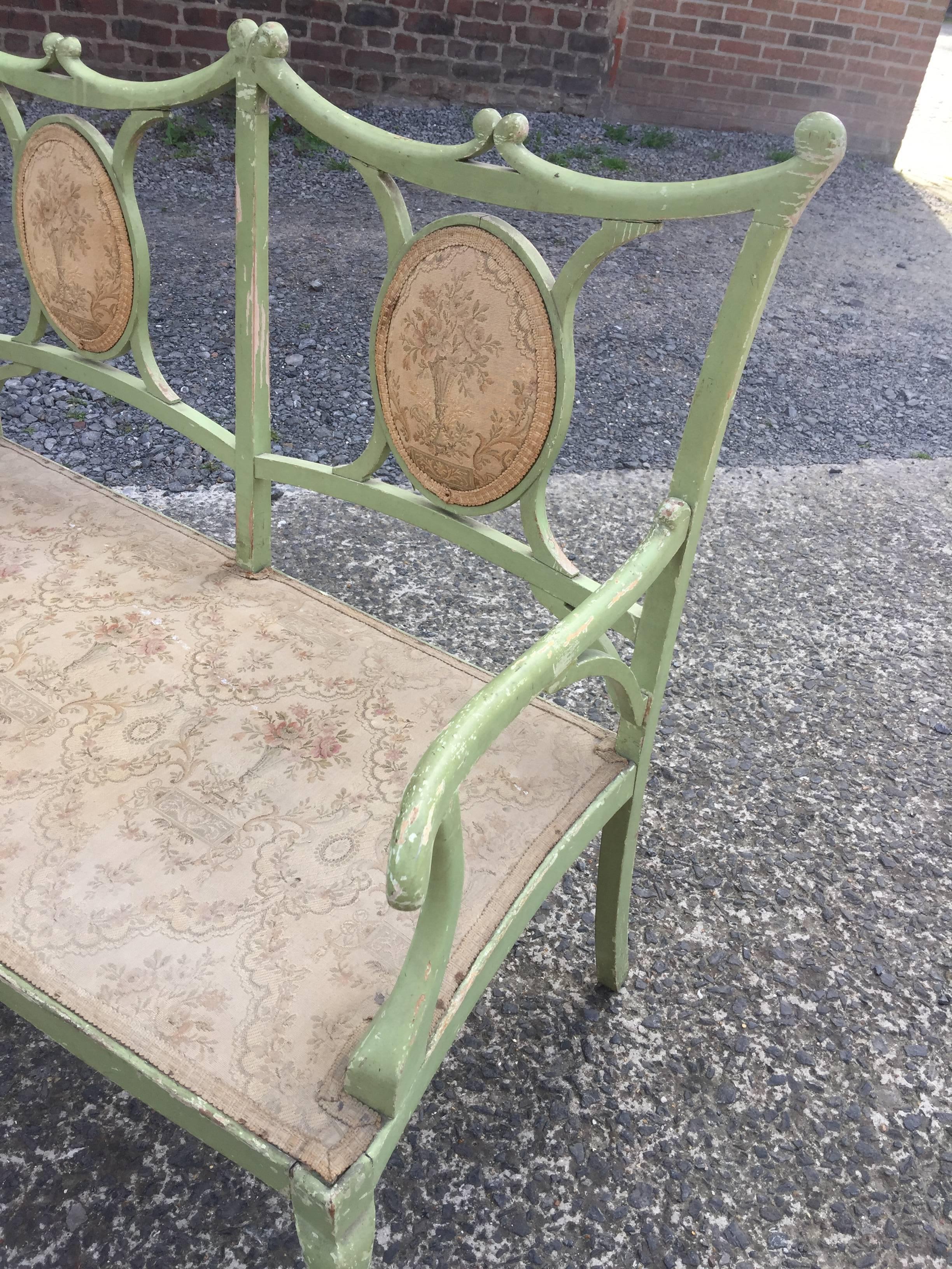 Lovely Art Nouveau Bench in Lacquered Wood, circa 1900 For Sale 1