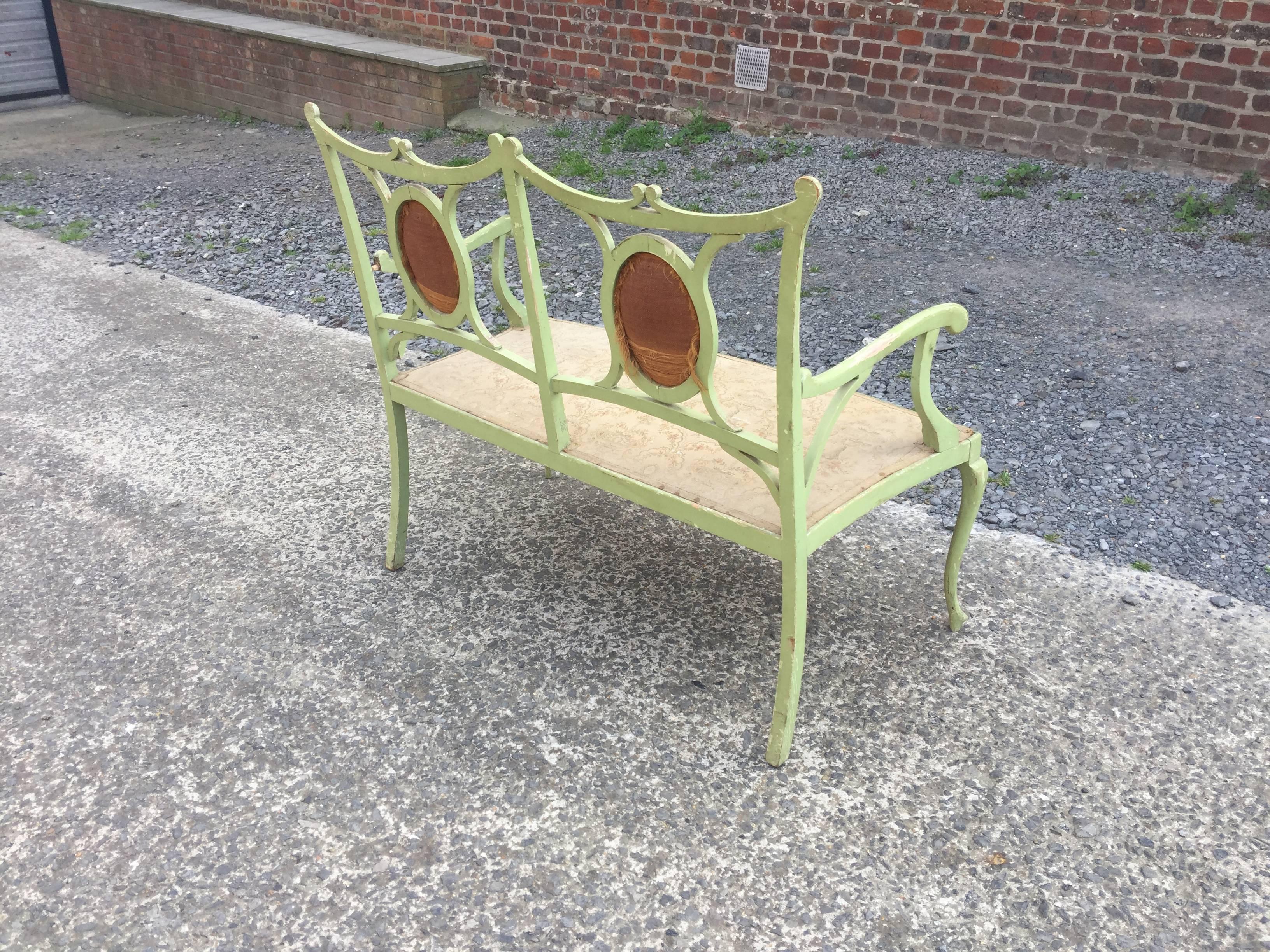 Lovely Art Nouveau Bench in Lacquered Wood, circa 1900 For Sale 2
