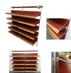 Ancient Display Shelf in Oak, Metal and Card, circa 1980s