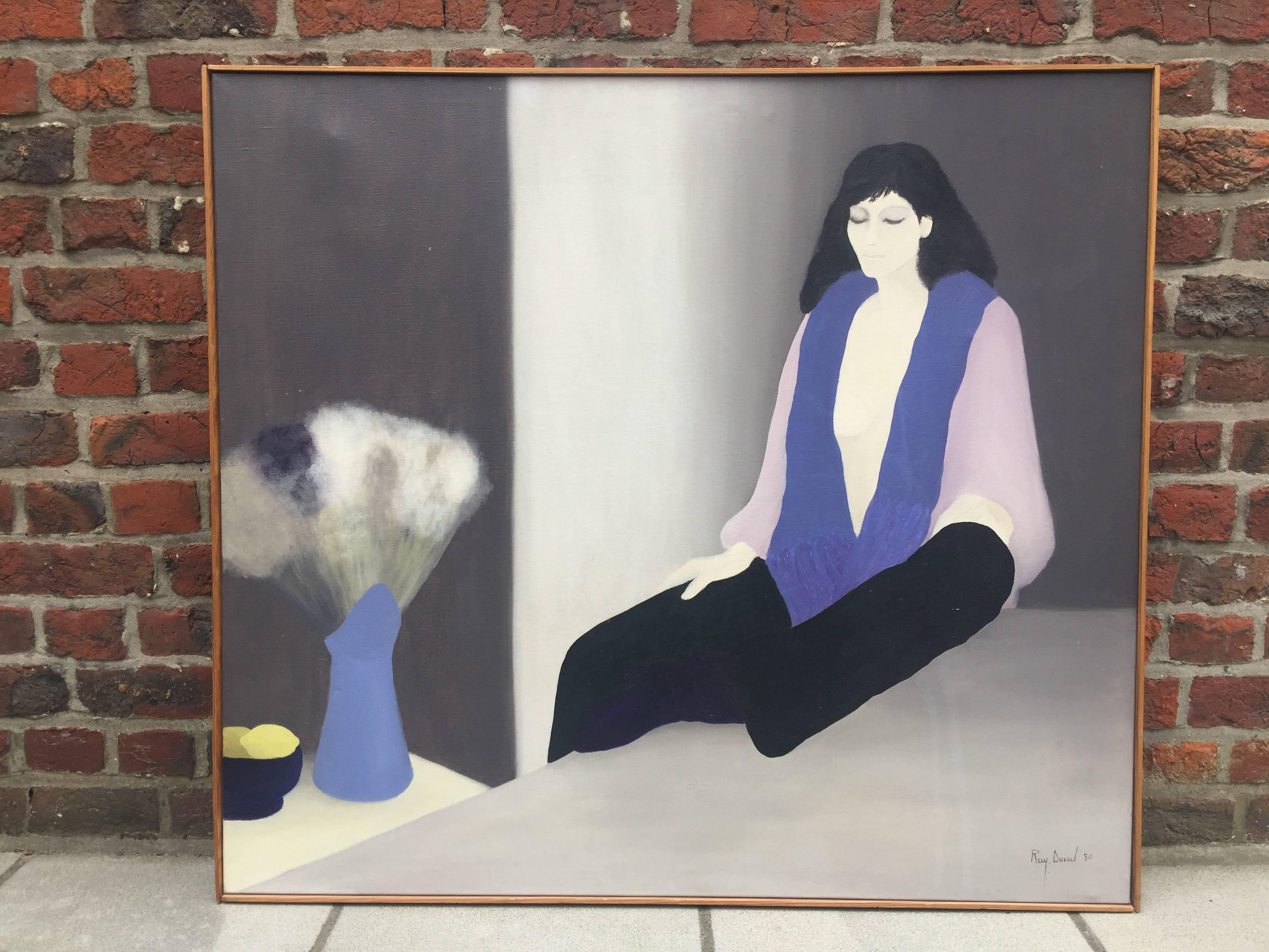 Raymonde Duval, „Evasion“, Öl auf Leinwand Signiert und datiert, 1980 im Zustand „Hervorragend“ im Angebot in Saint-Ouen, FR