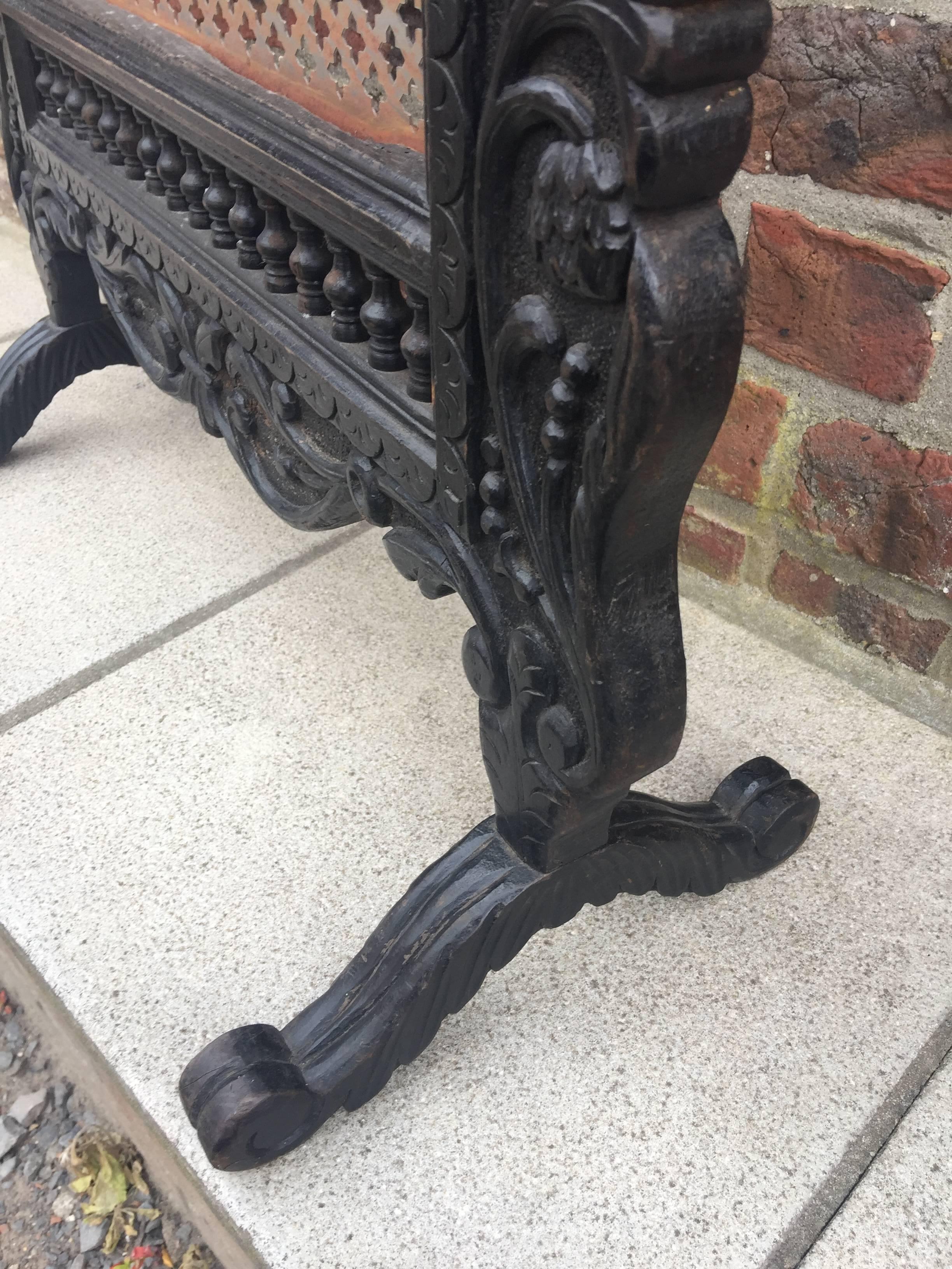 Carved blaken oak firescreen, Breton style, circa 1900.