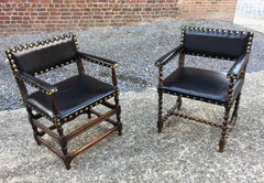 2 Louis XIII Style Armchairs circa 1900 2 Different Models Sold Individually