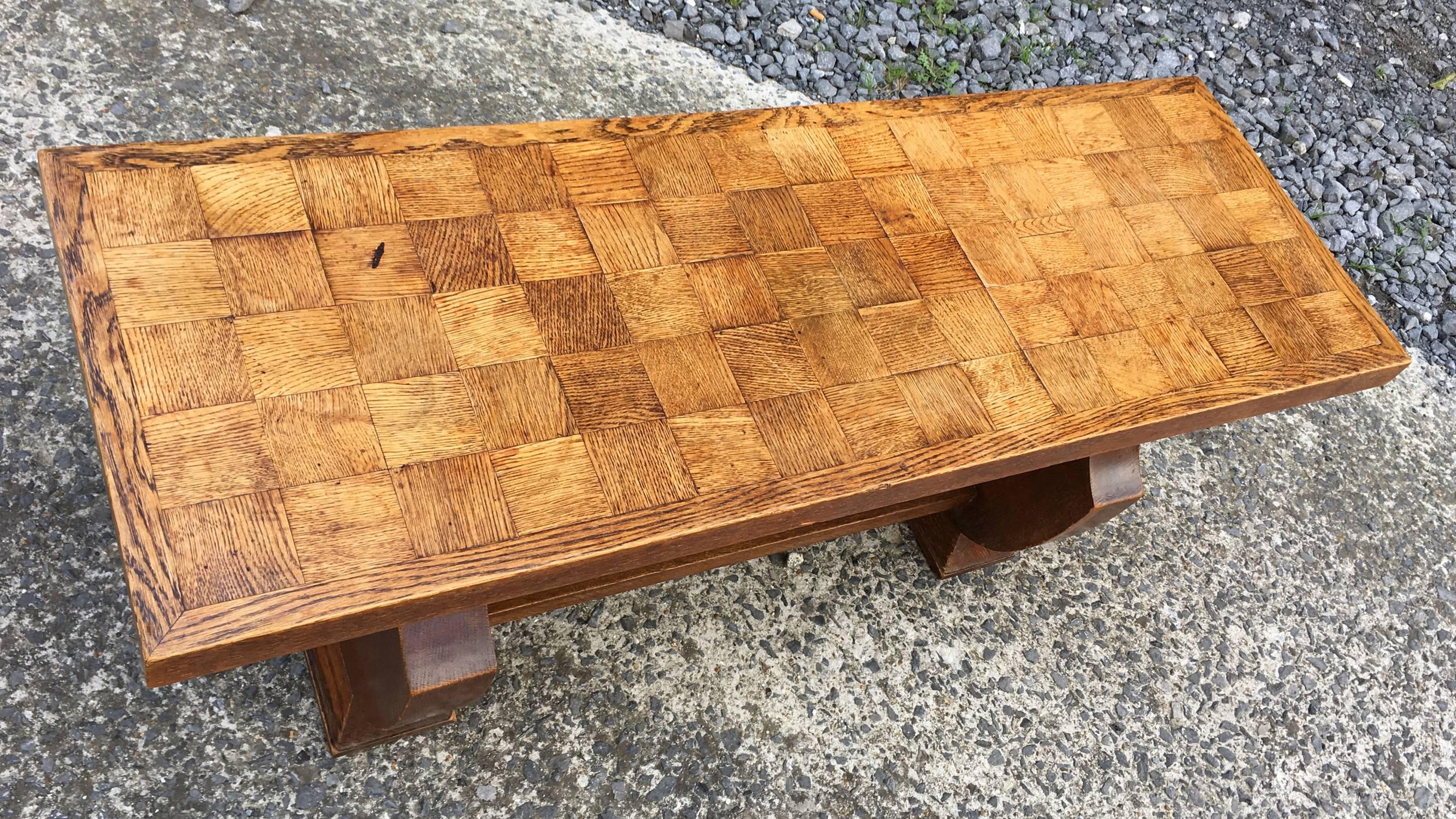 In the Style of Jean Charles Moreux, Oak Coffee Table, circa 1940 In Good Condition In Saint-Ouen, FR