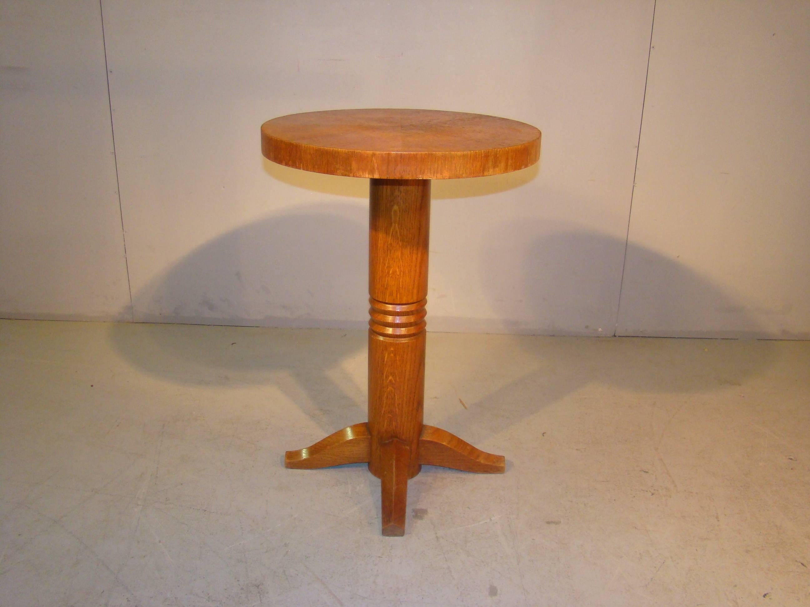 Mid-20th Century Art Deco Oak Gueridon, circa 1940, in the Style of Charles Dudouyt For Sale