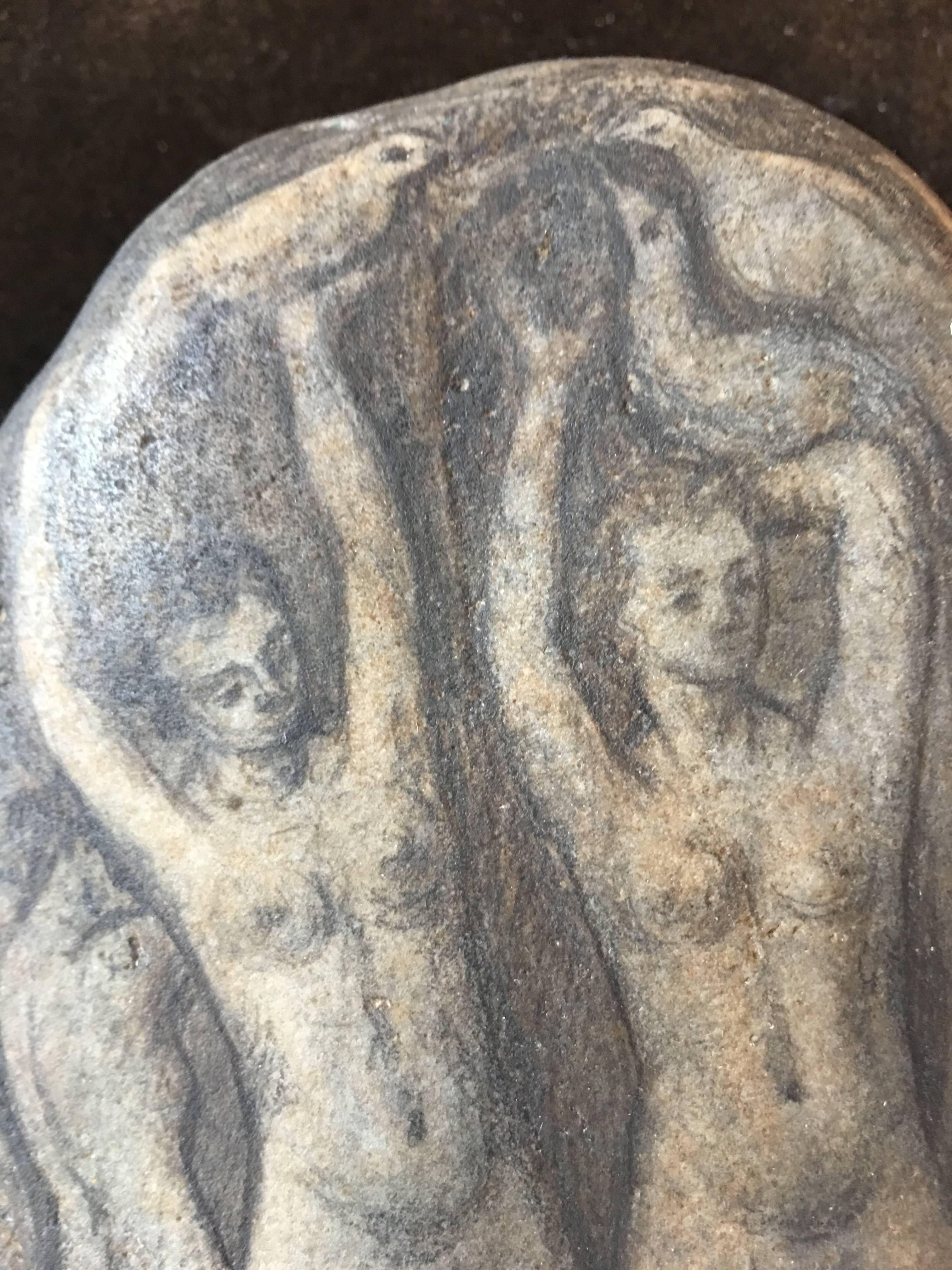 Pietra Marcel Delaris Pittura su ciottolo, firmata sul retro in vendita