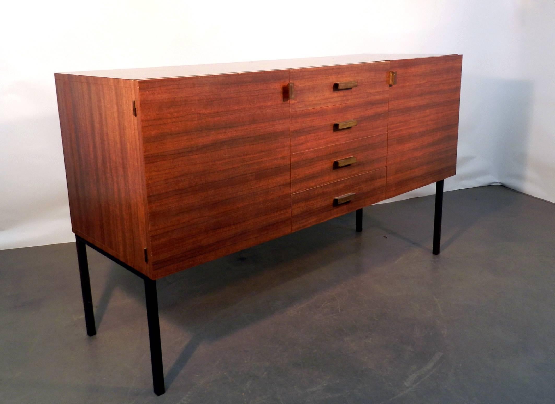 Metal 1950s Sideboard in Laminated Wood in the Style of A.R.P For Sale