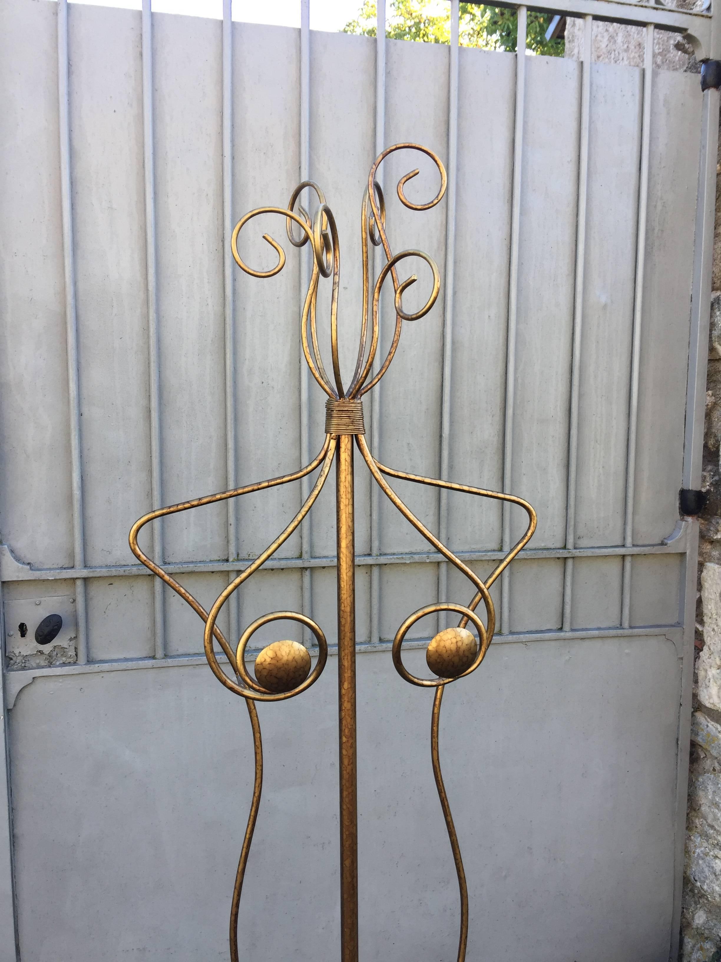 European Gilt Metal Coat Rack, circa 1970-1980 For Sale