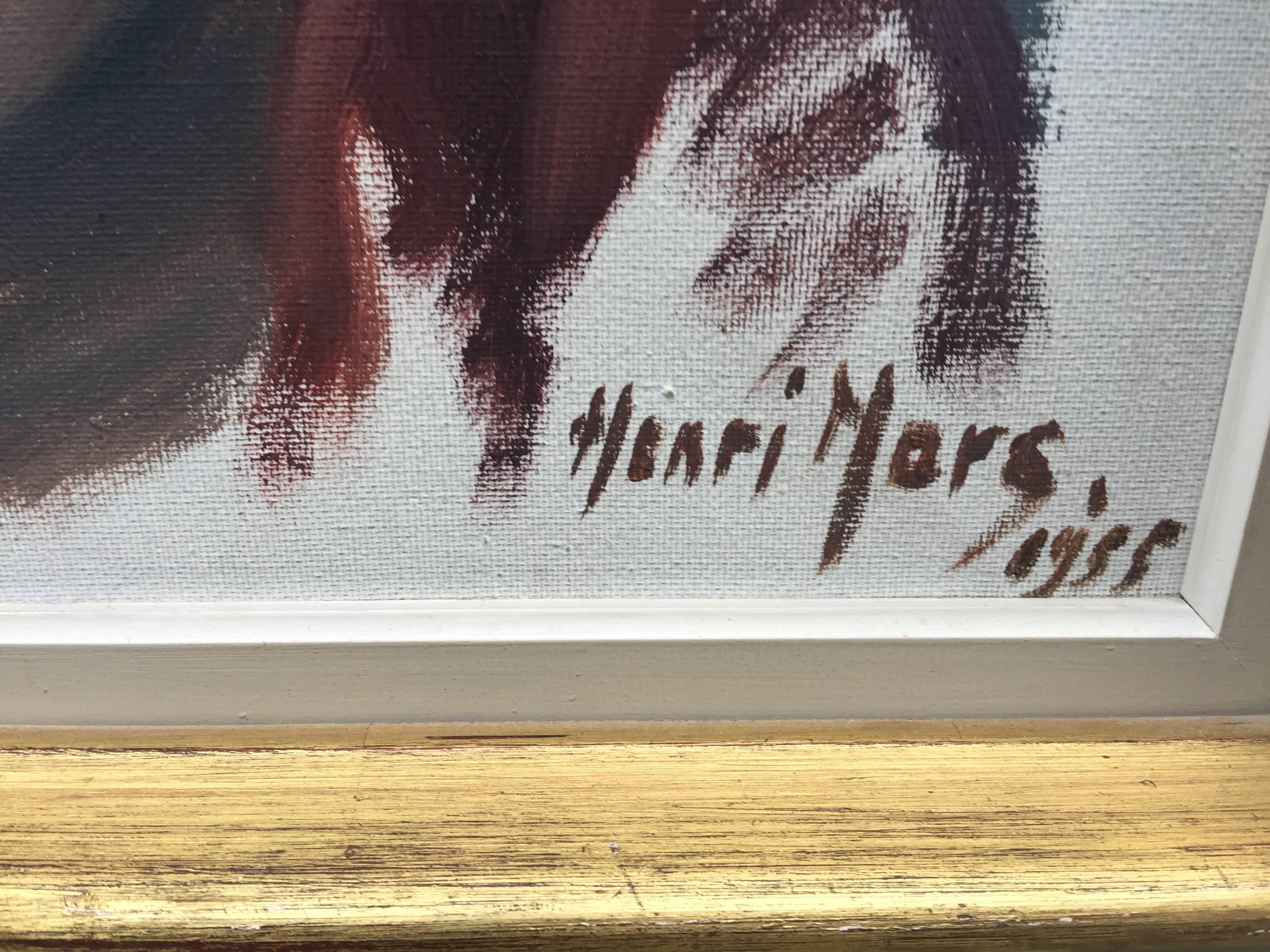 Oiled Oil on Canvas Signed Henri Mars and Dated 1955 For Sale