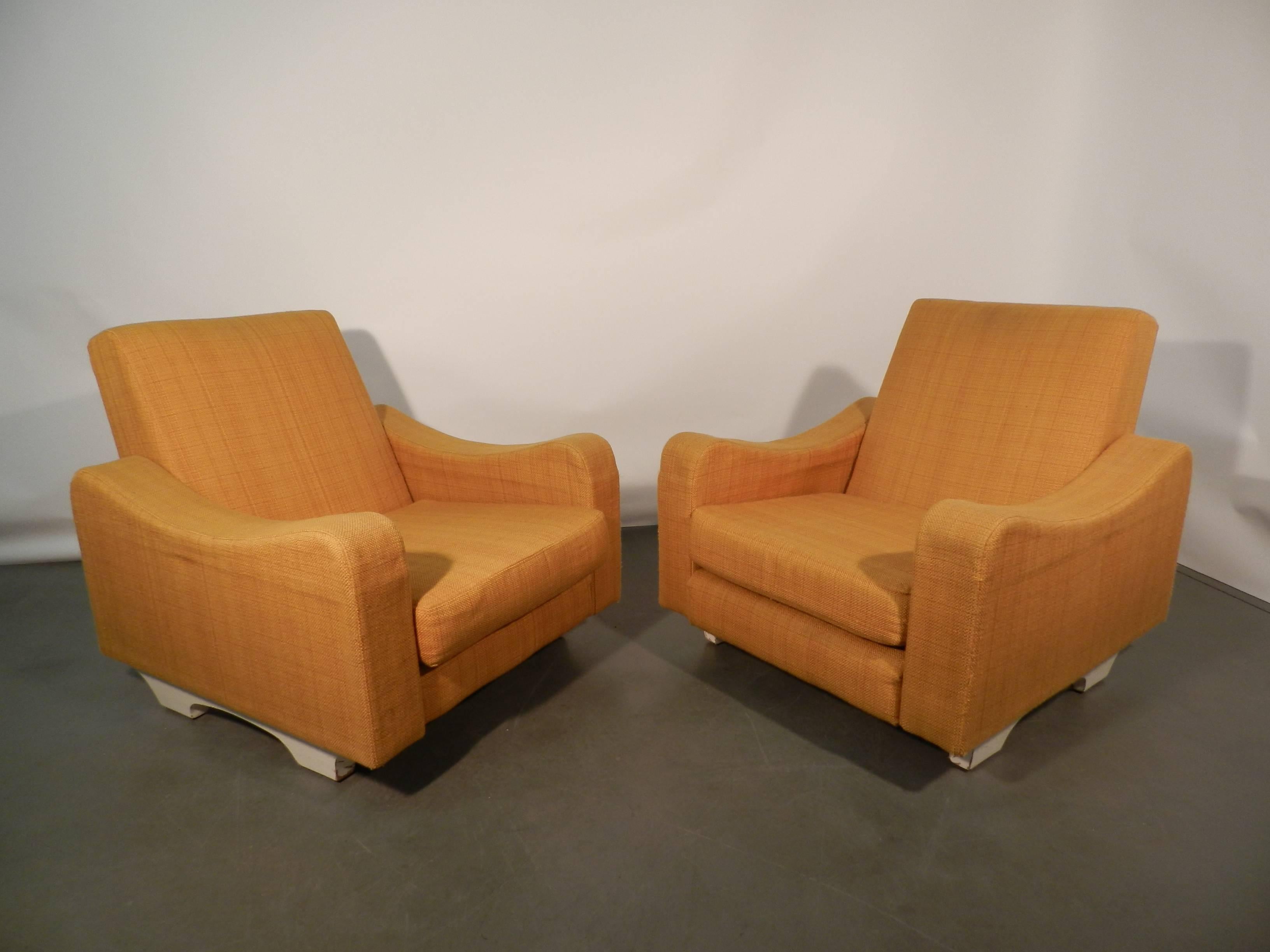 French Pair of 1960s Armchairs, in the Style of ARP ‘Atelier De Recherche Plastique’