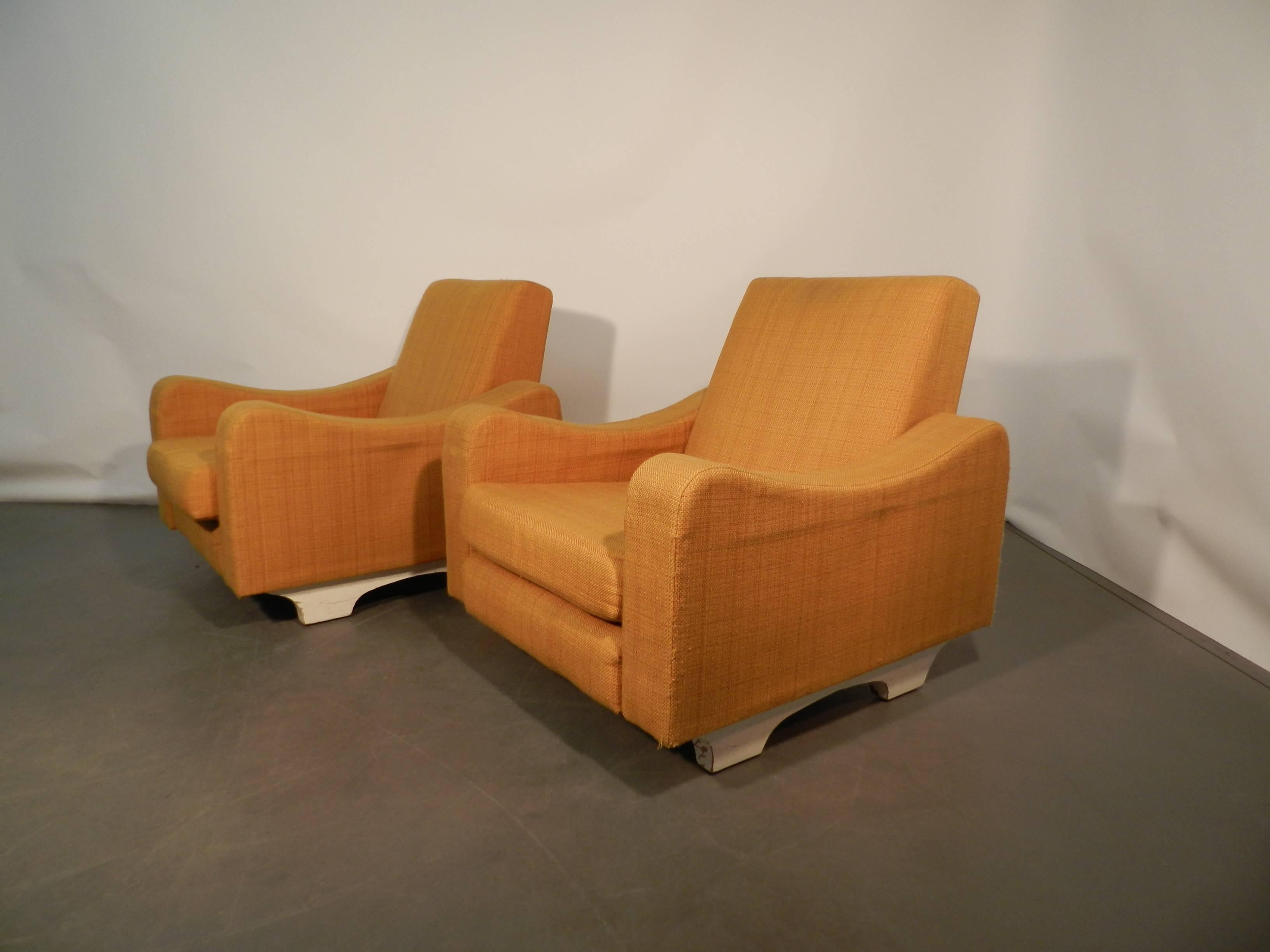 Lacquered Pair of 1960s Armchairs, in the Style of ARP ‘Atelier De Recherche Plastique’