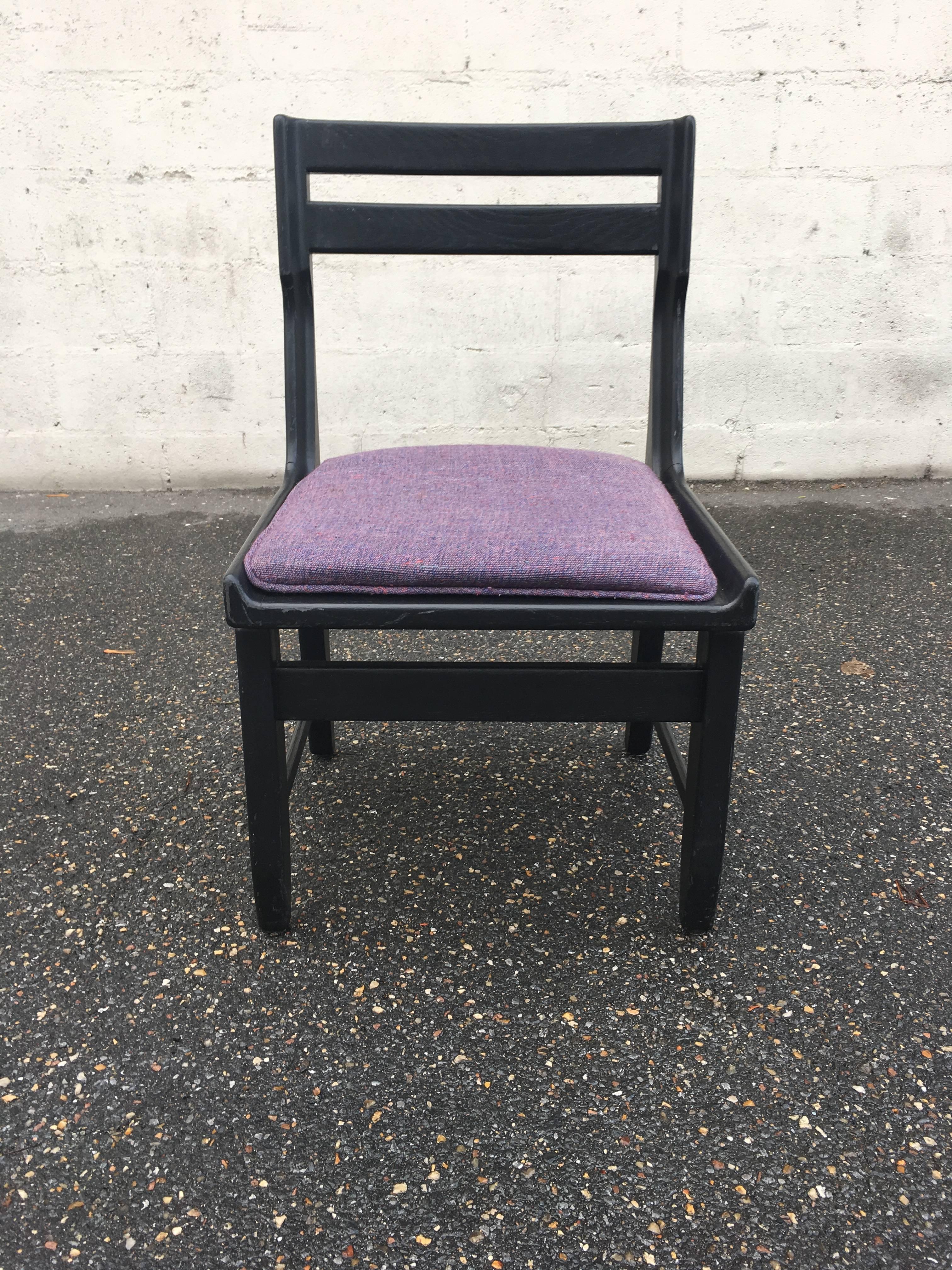 Modern Guillerme et Chambron, Set of Six Blackened Oak Chairs, Edition Votre Maison