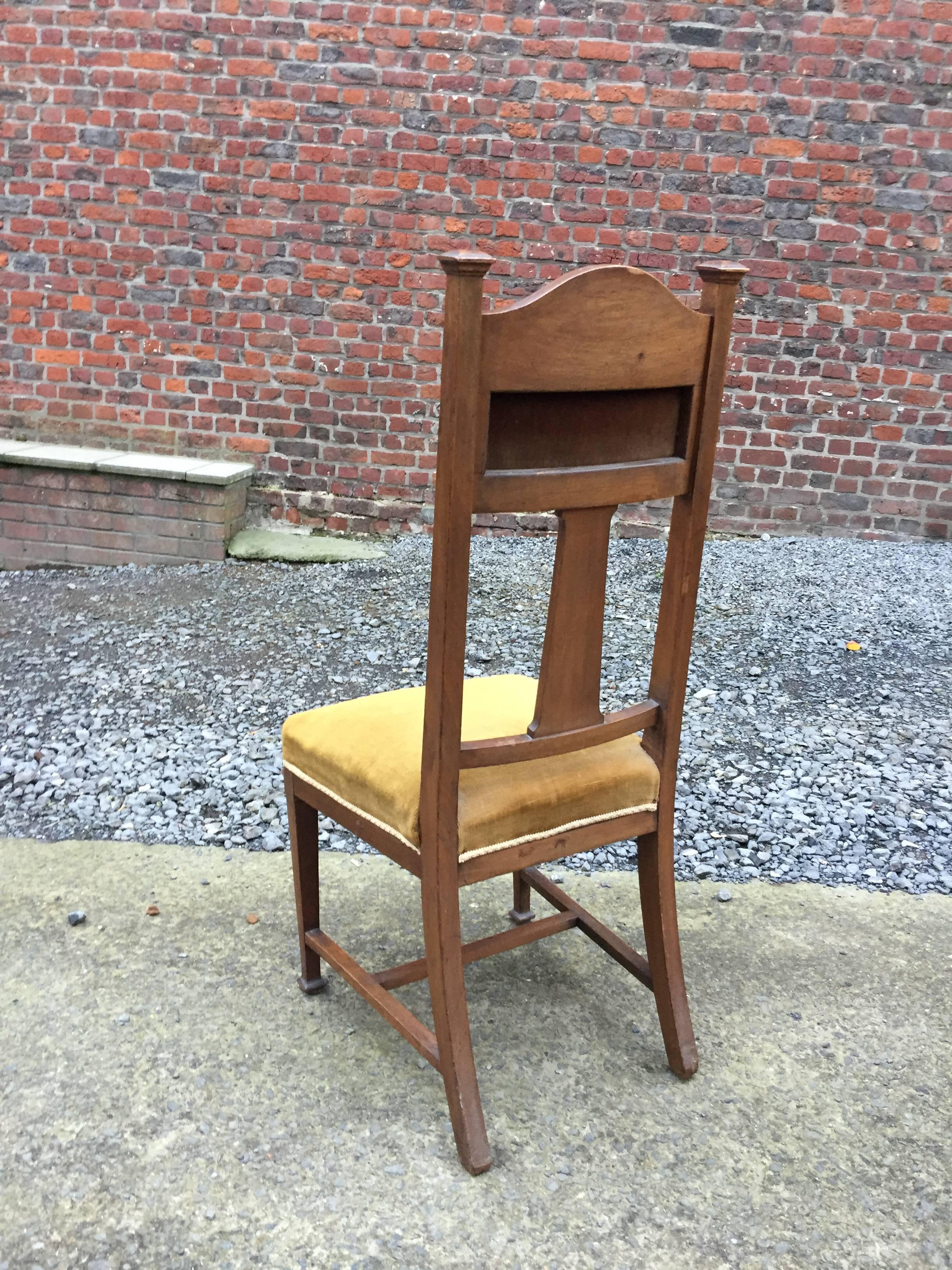 Set of Six Art Nouveau Mahogany Chairs, circa 1900 In Good Condition For Sale In Saint-Ouen, FR