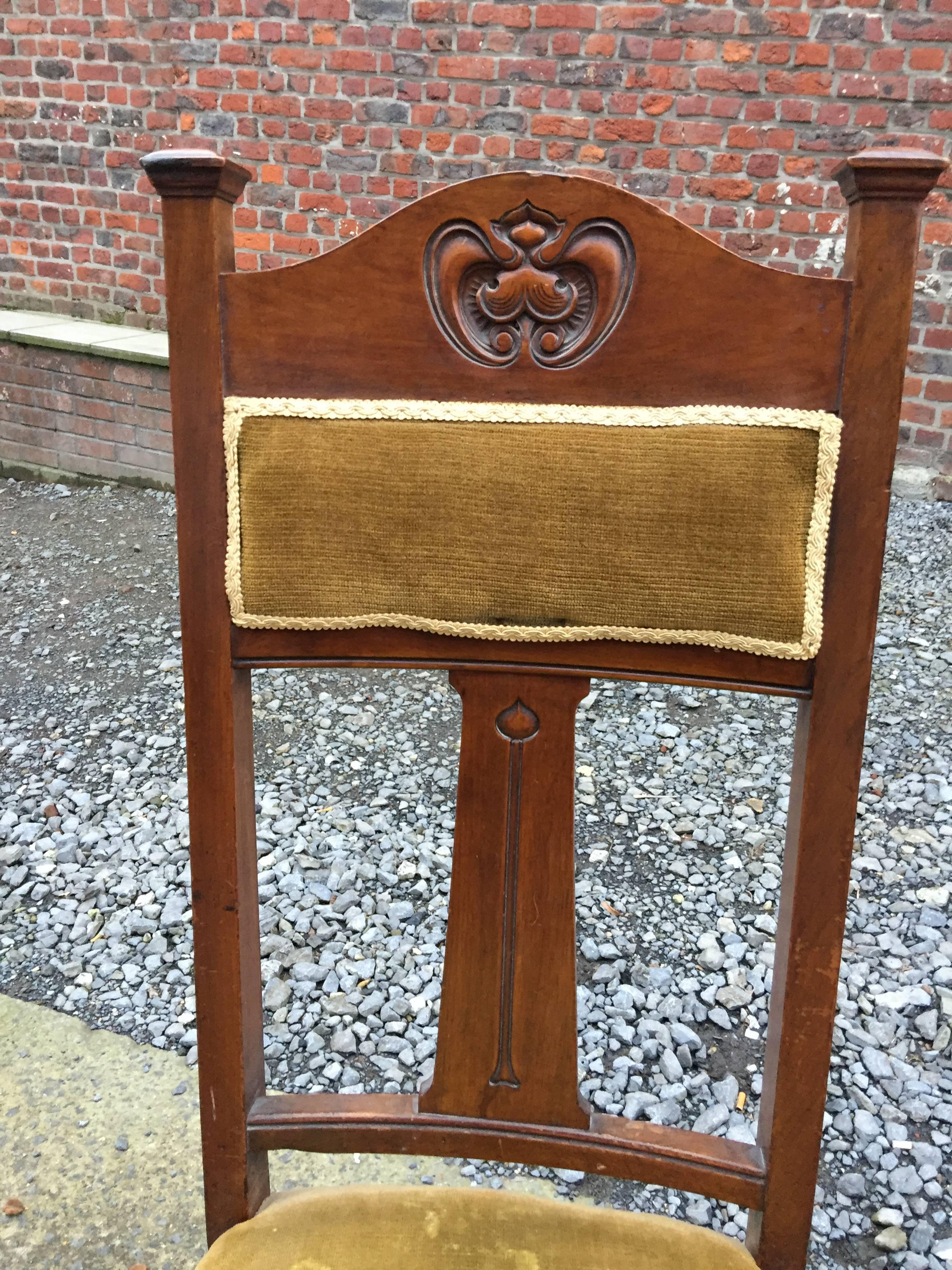 Early 20th Century Set of Six Art Nouveau Mahogany Chairs, circa 1900 For Sale