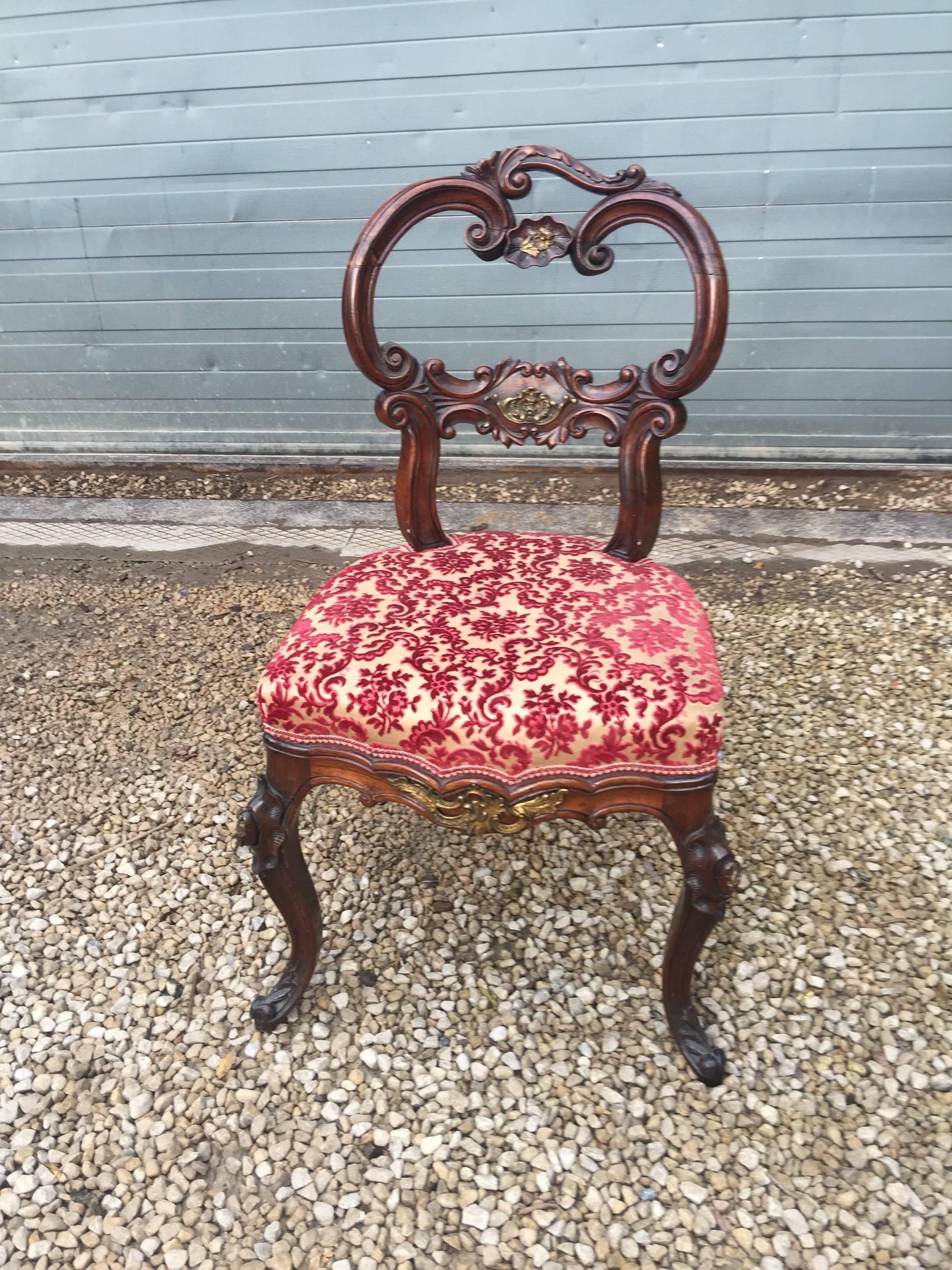 Japonisme Gabriel Viardot , Solid Palisander Chair with Bronzes Design, 19th Century For Sale