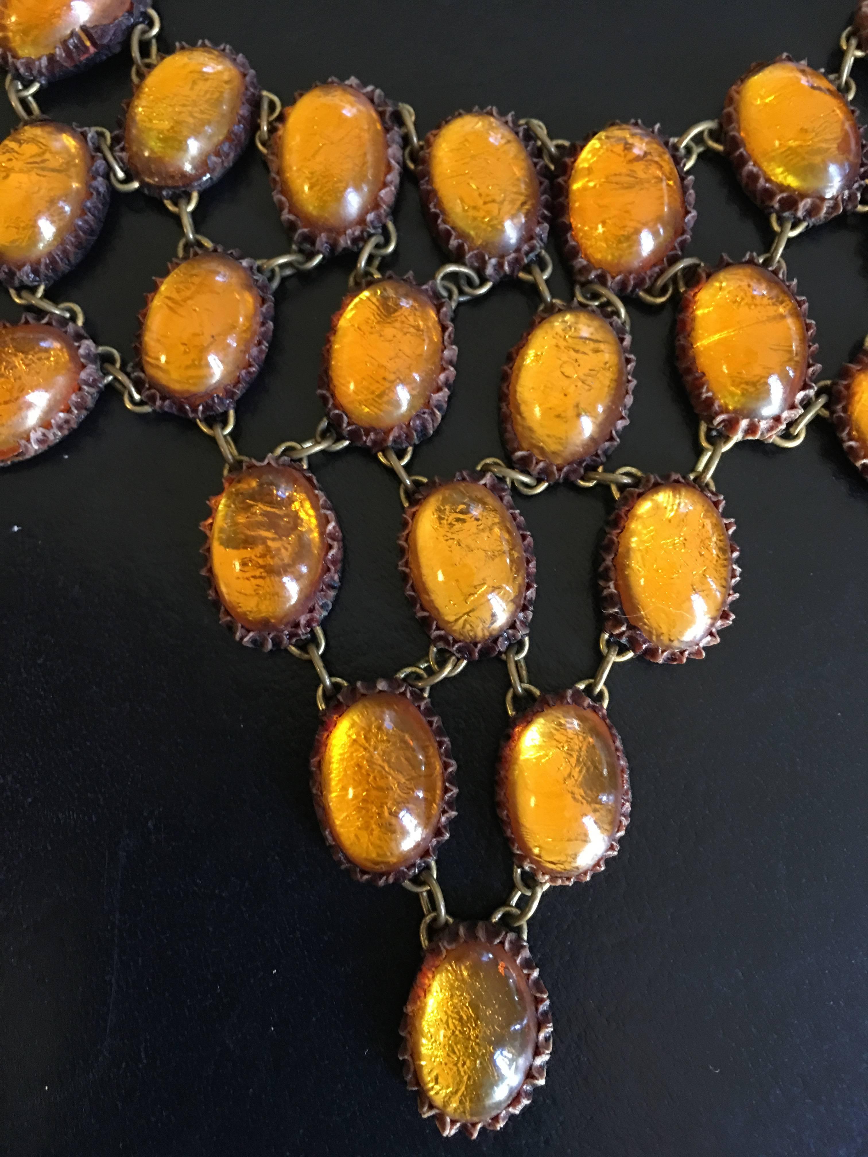 Mid-Century Modern Honey Amber Talosel Necklace by Line Vautrin