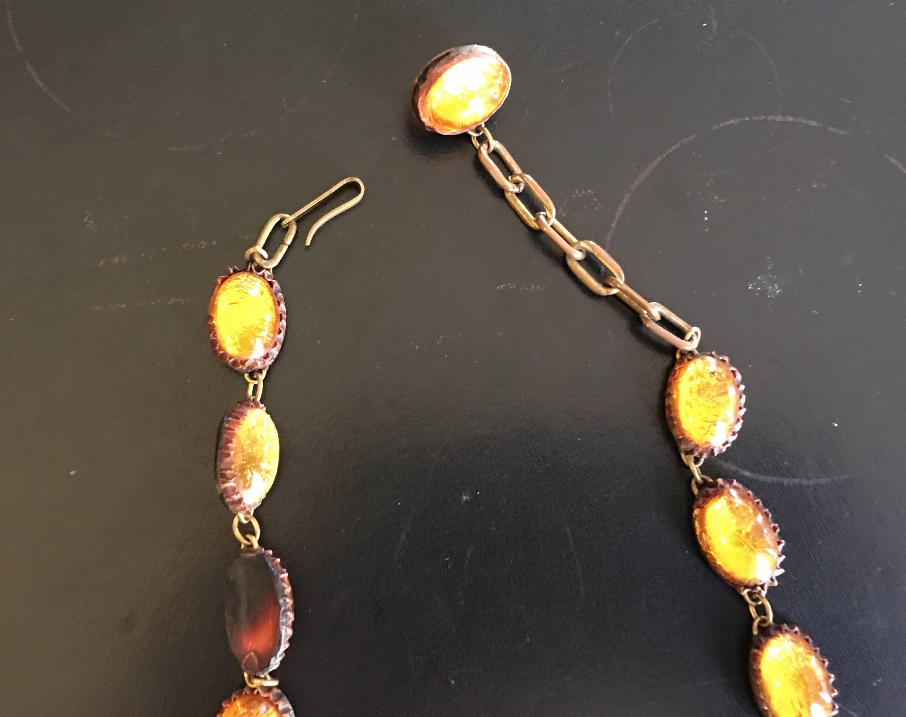 Honey Amber Talosel Necklace by Line Vautrin In Excellent Condition In Saint-Ouen, FR